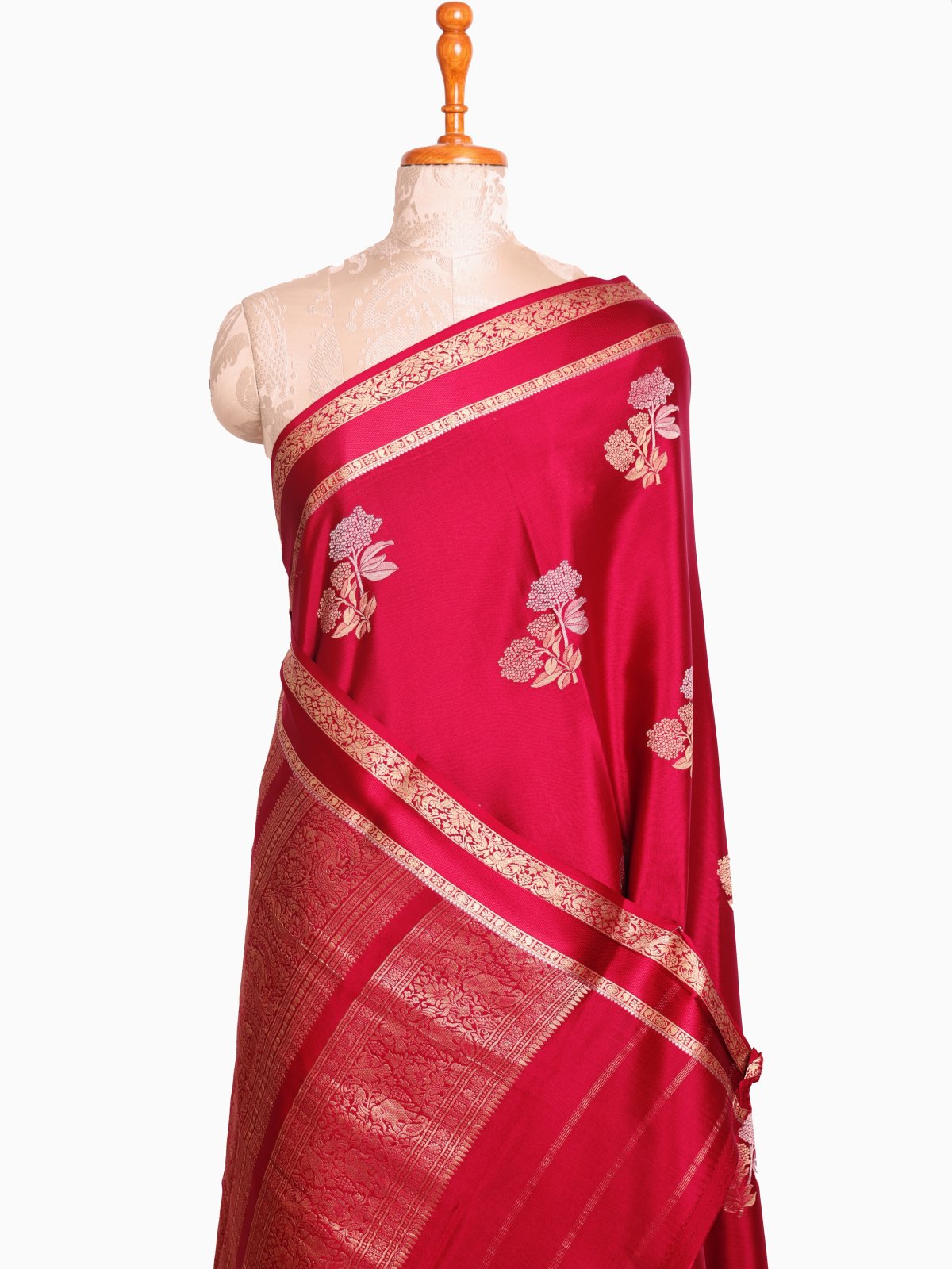 Maroon Mysore Silk Saree With Self Zari Border