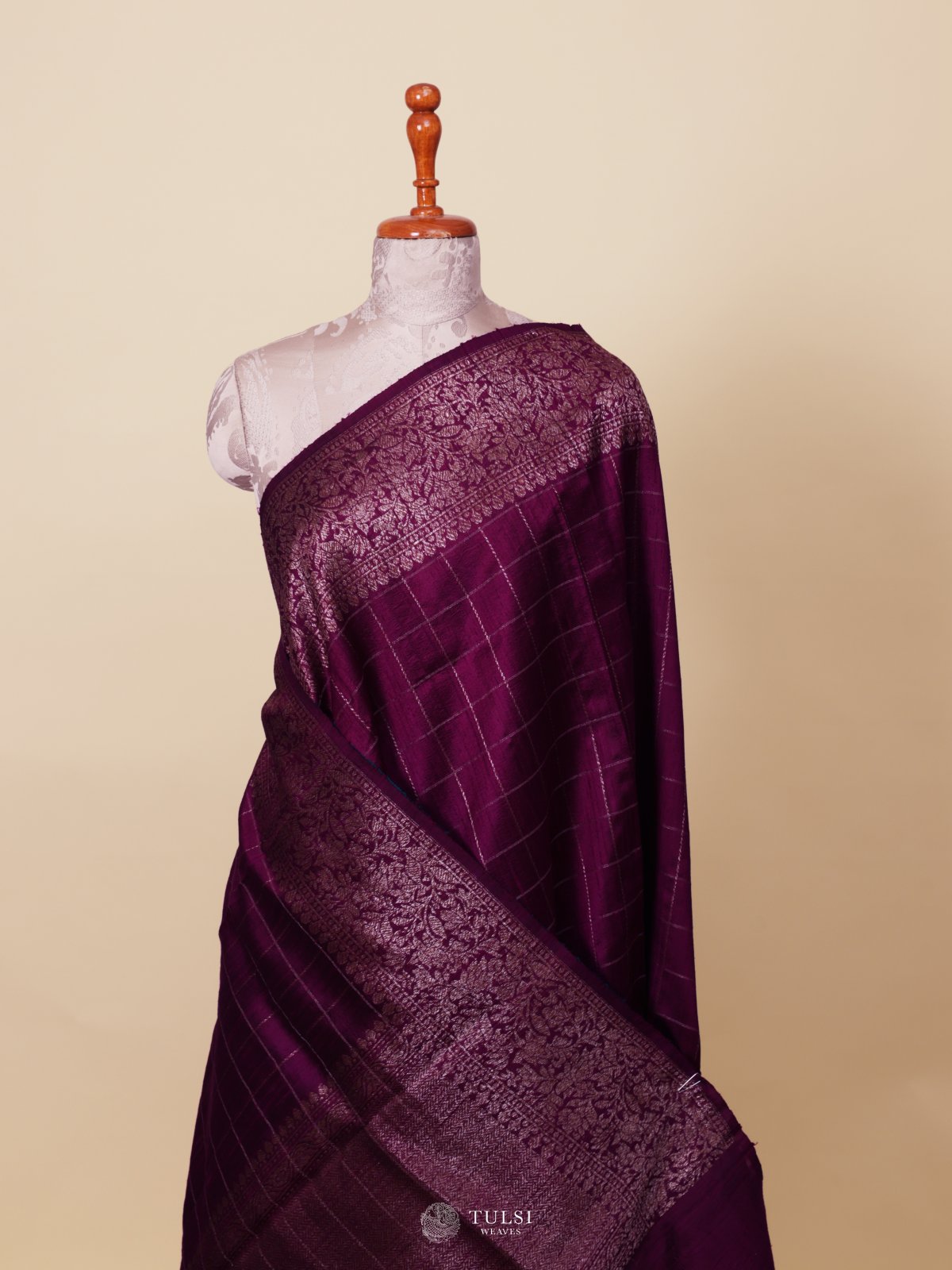 Purple Banaras Tussar Silk Saree