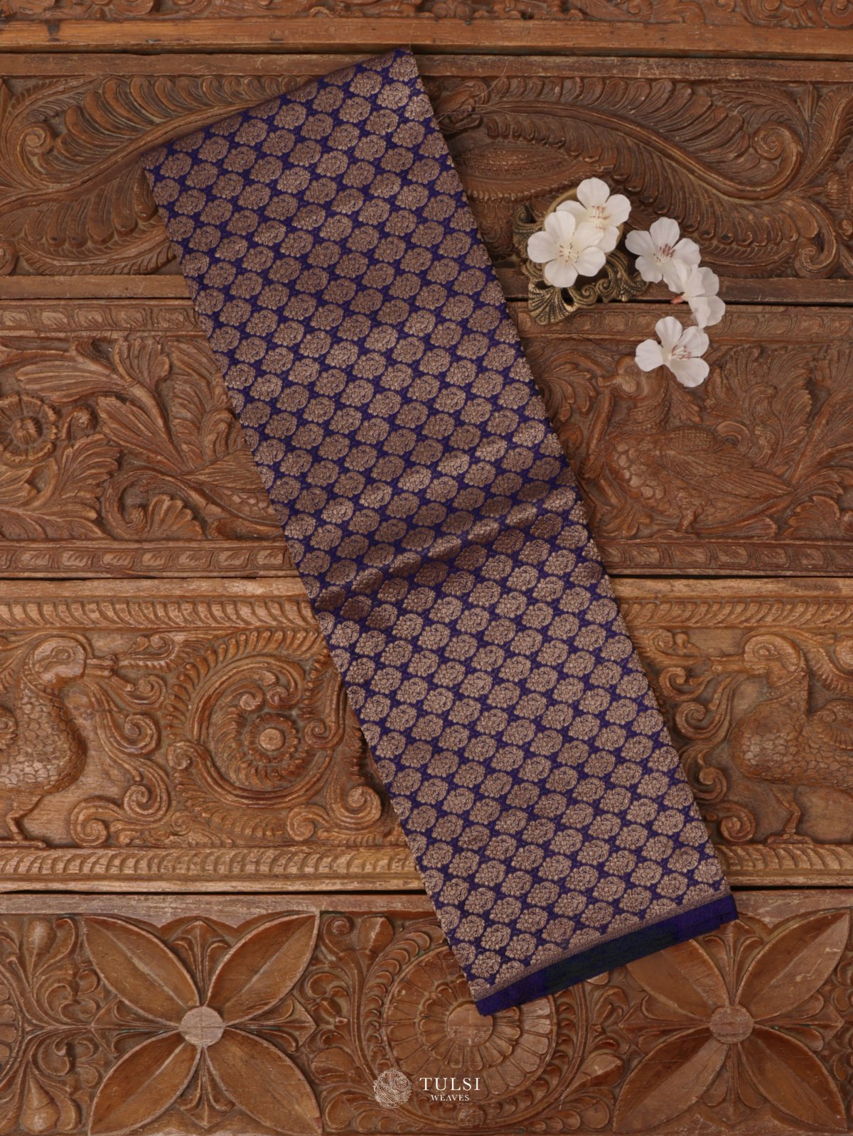 Navy Blue Banaras Silk Blouse