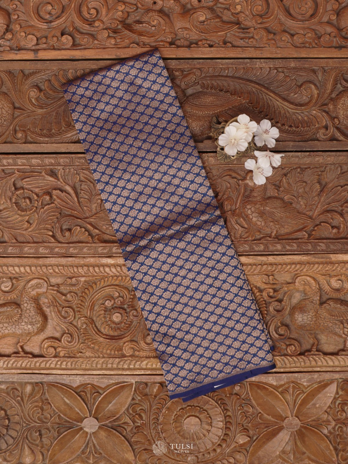 Navy Blue Banaras Silk Blouse