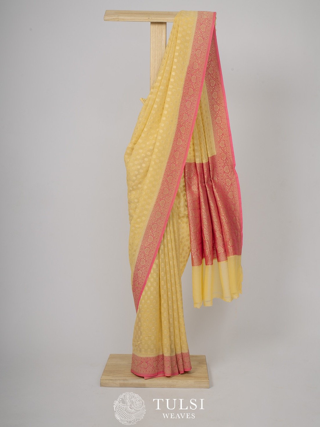 Yellow Banarasi Georgette Silk Saree