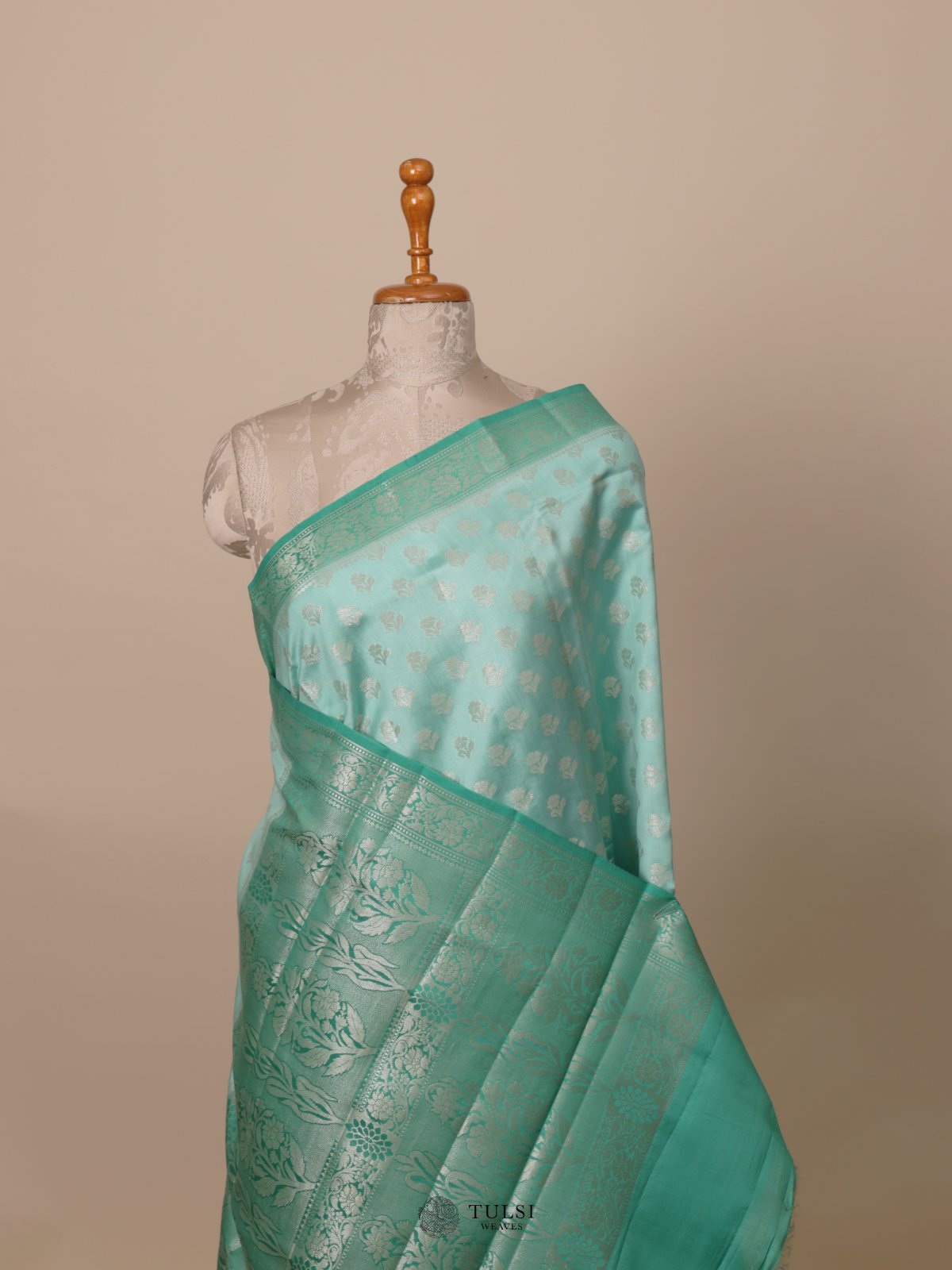 Sea Green Chaniya silk saree