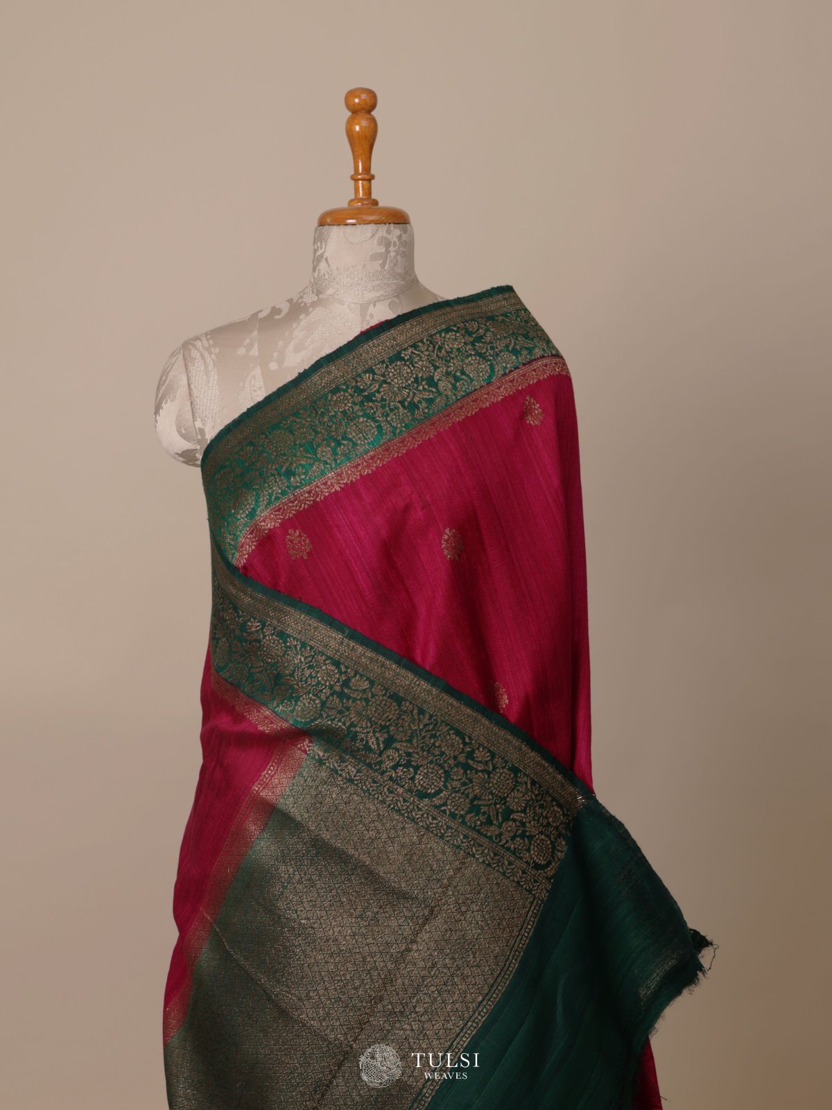 Pink Banaras Tussar Silk Saree