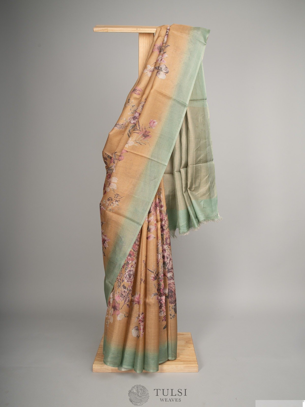 Mustard Yellow Tissue Organza Silk Saree