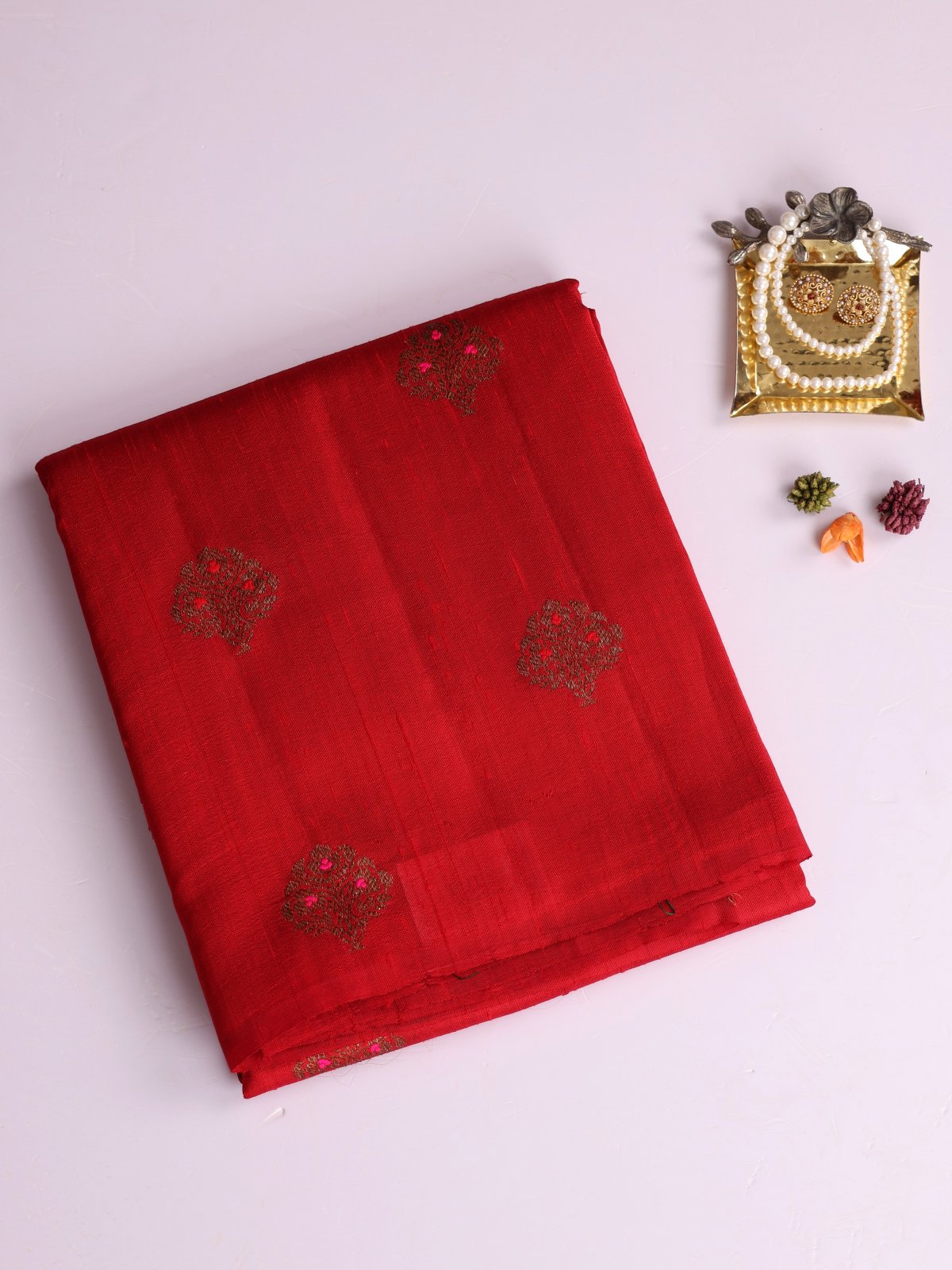 Red Banaras Tussar Silk Saree