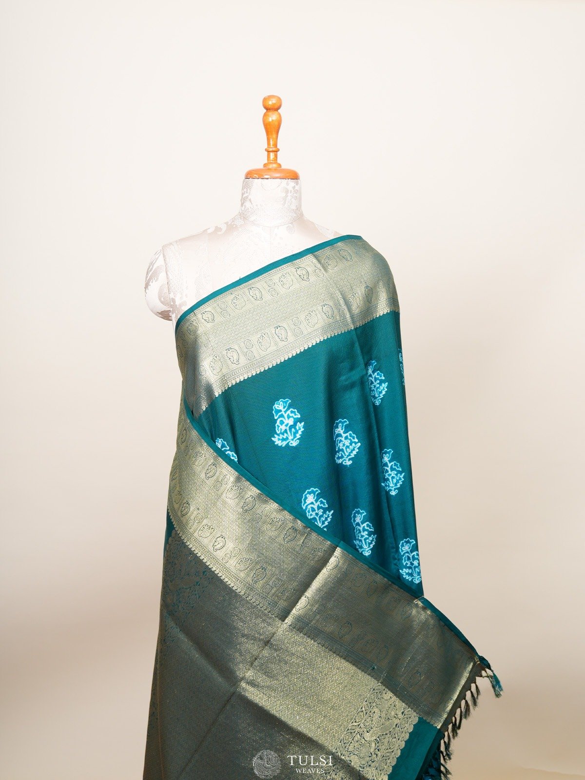 Green Shibori Kanjeevaram Silk Saree