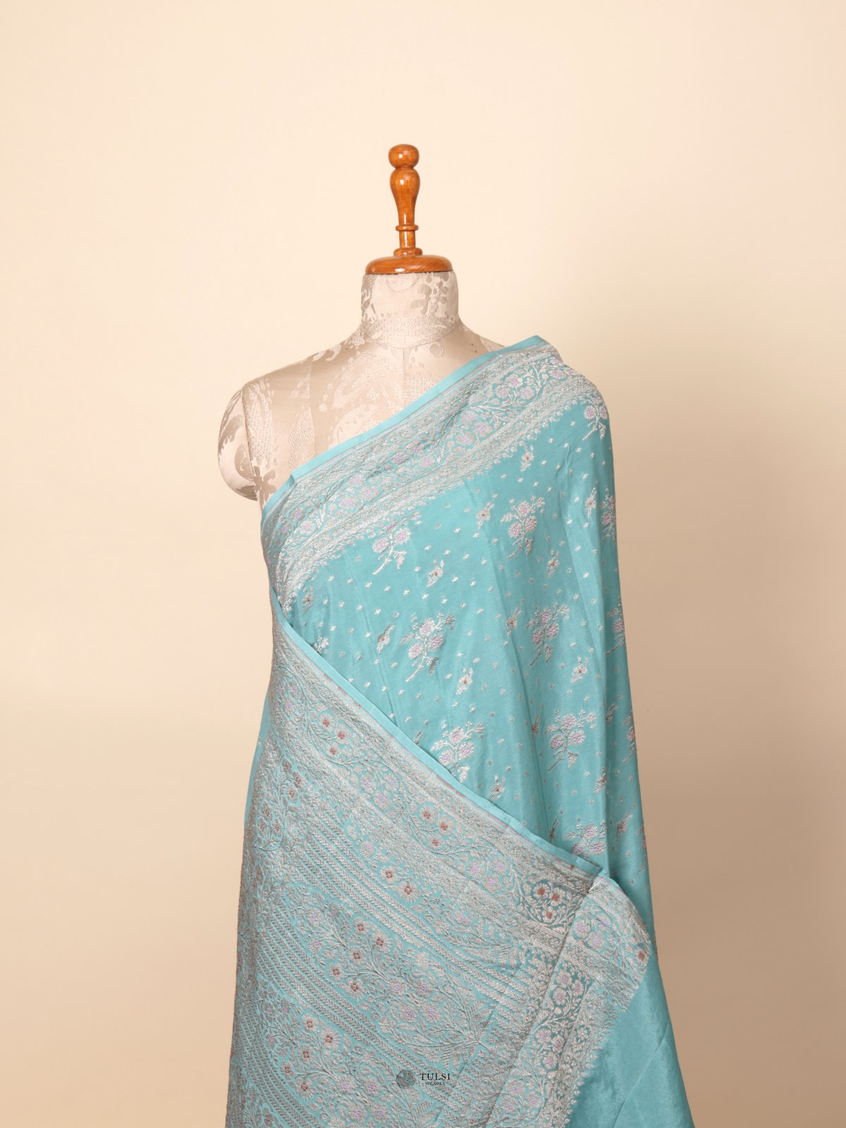 Blue Banaras Crepe Silk Saree