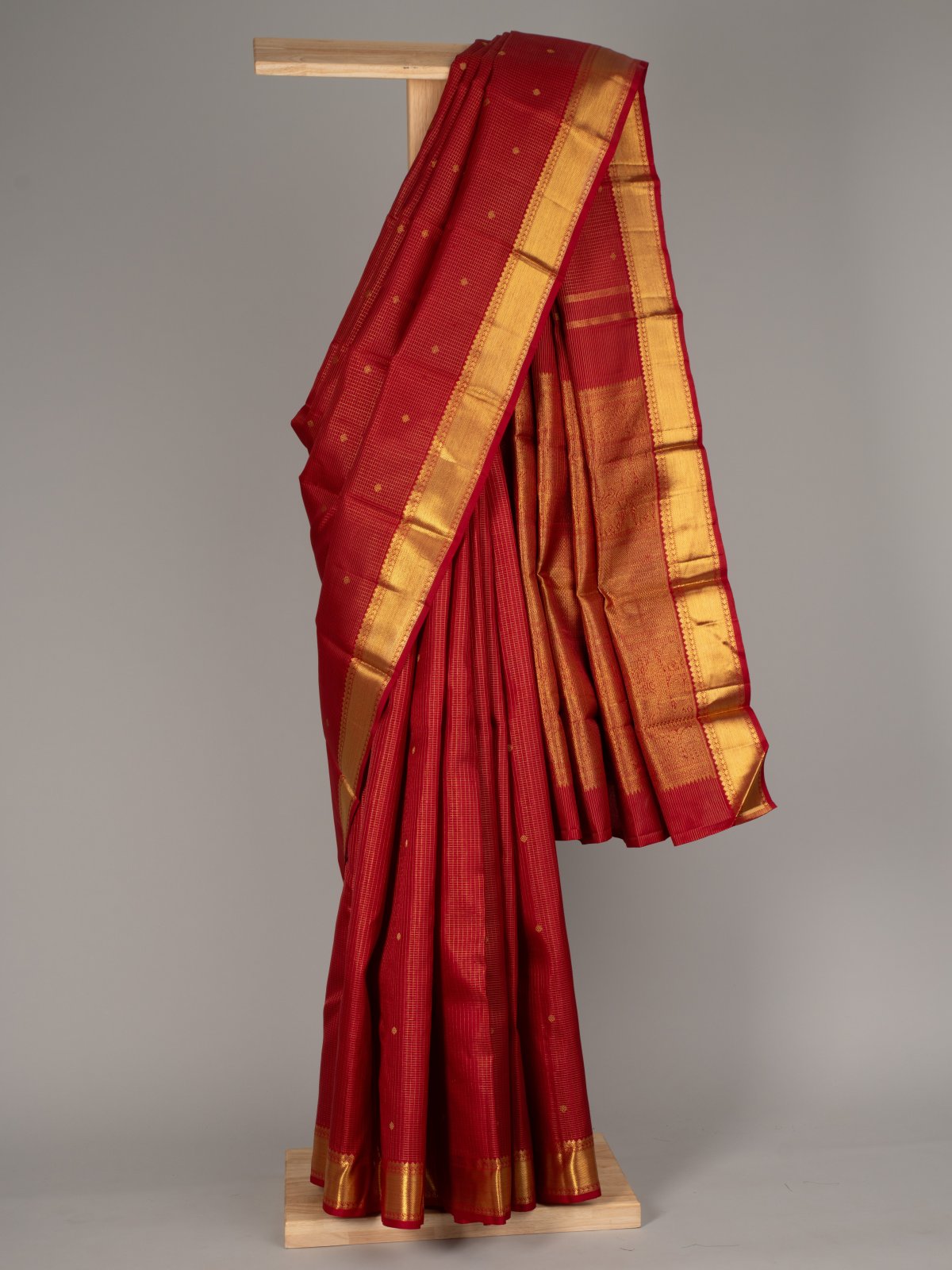 Orangish Red Kanjeevaram Silk Saree
