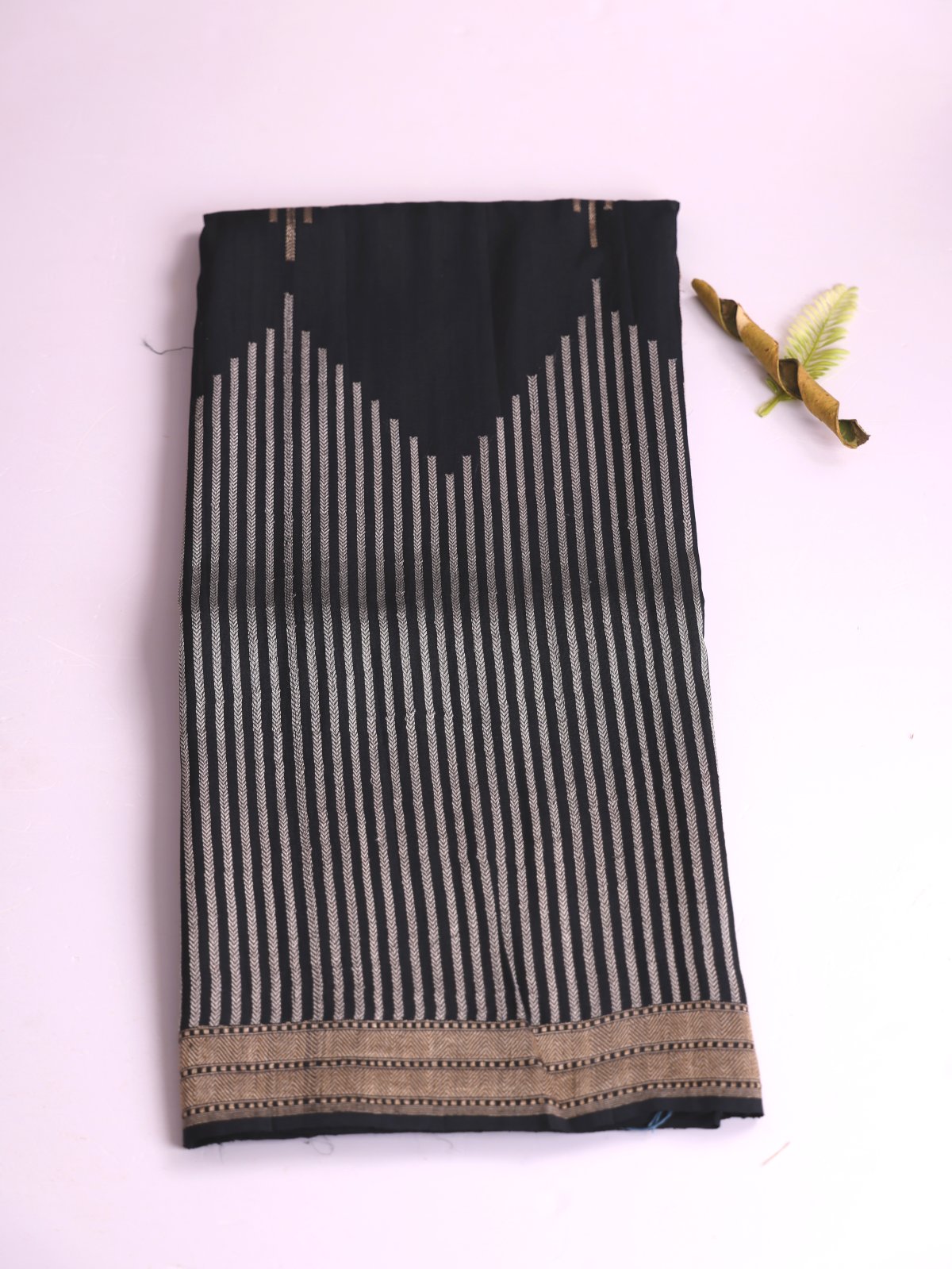 Black Banaras Tussar Georgette Silk Saree