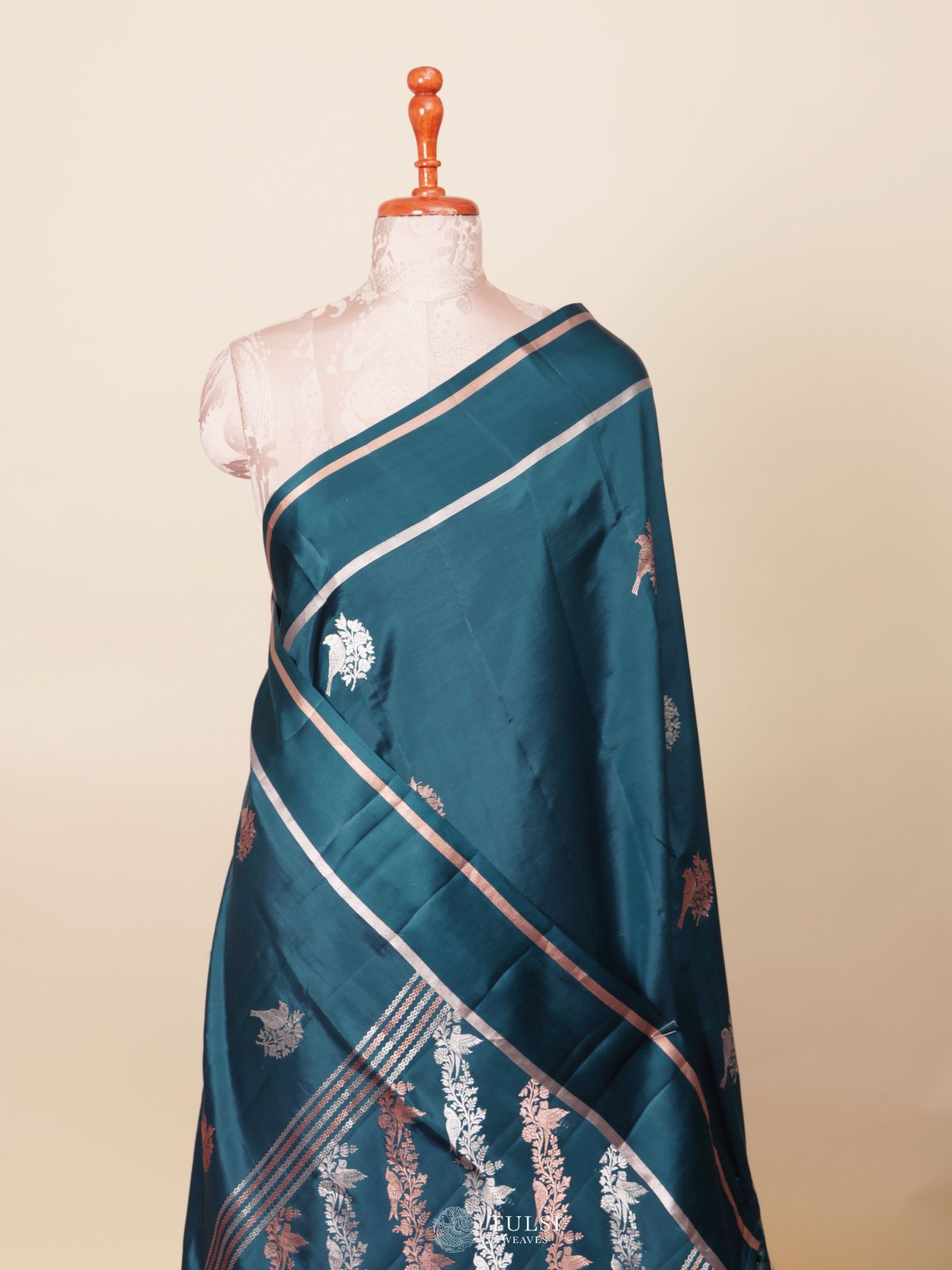 Peacock Bule Mashru Silk Saree