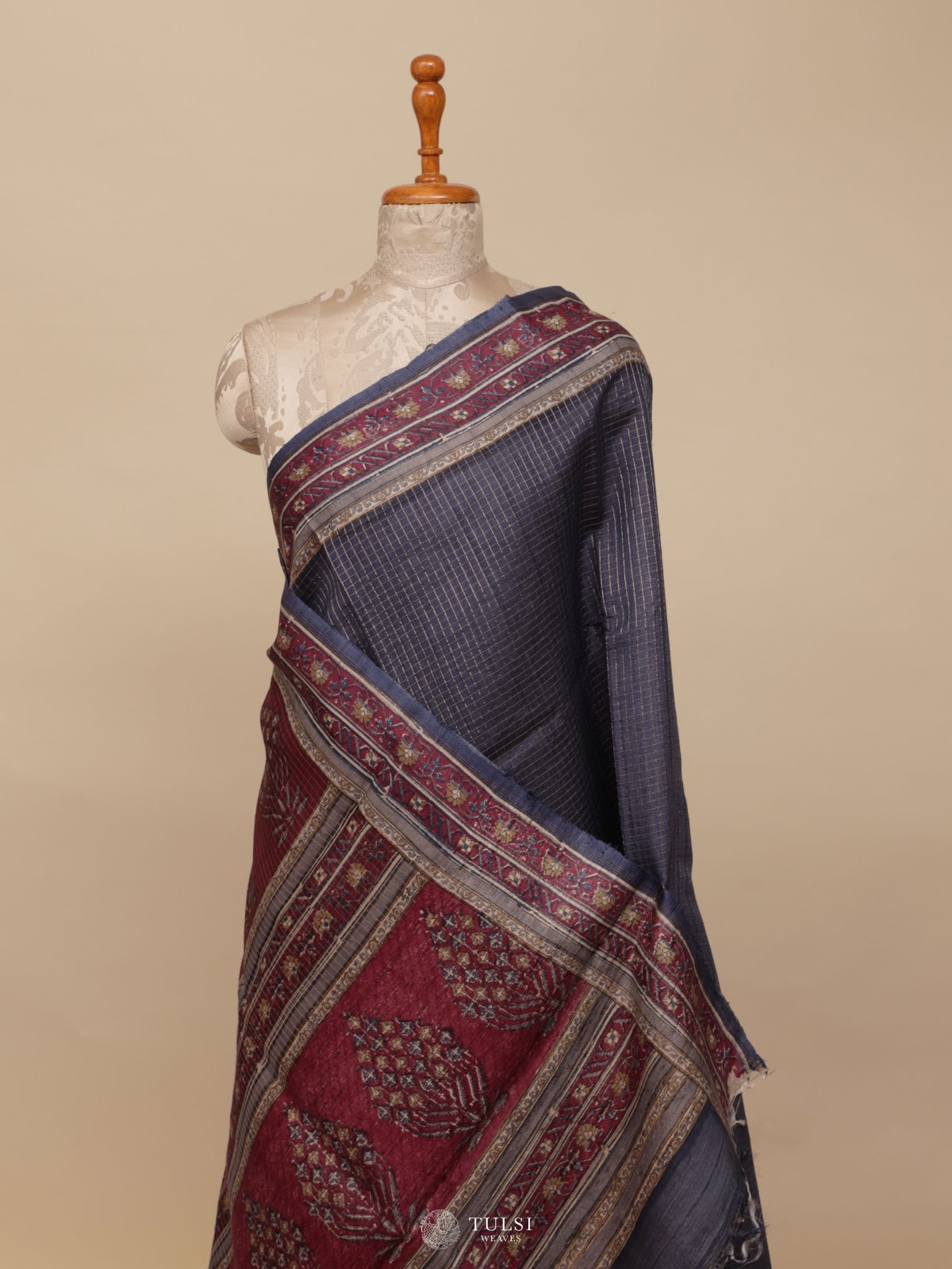 Blue Munga Tussar Silk Saree