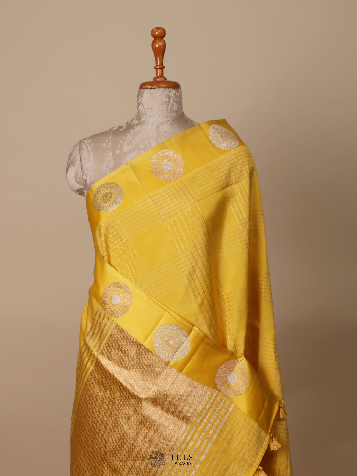 Yellow Mashru Silk Saree