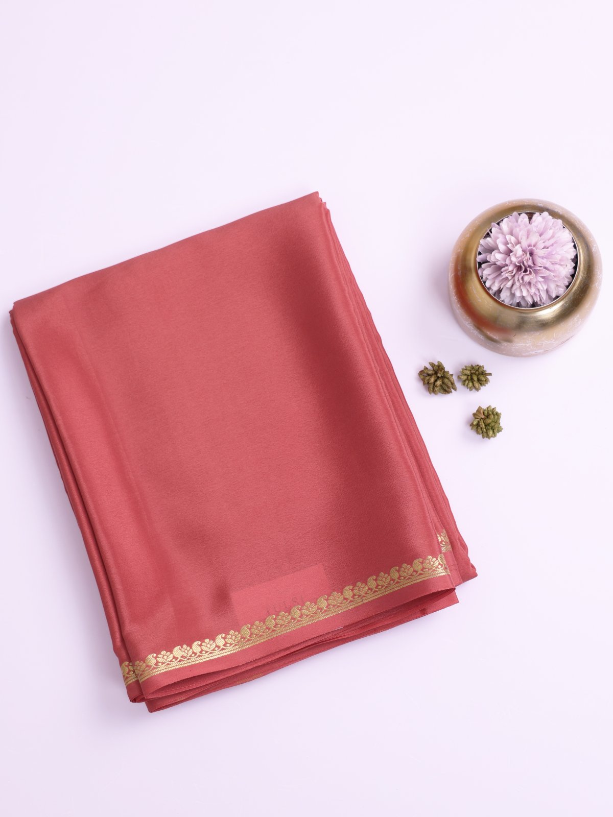 Peach Mysore Silk Saree