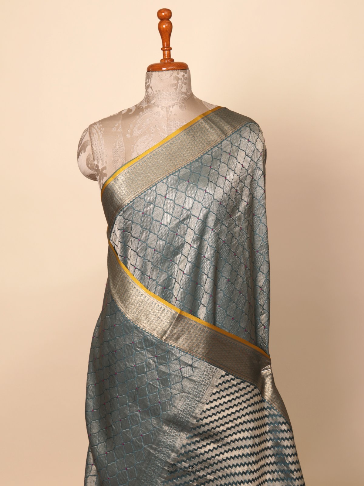 Blue Banaras Crepe Silk Saree