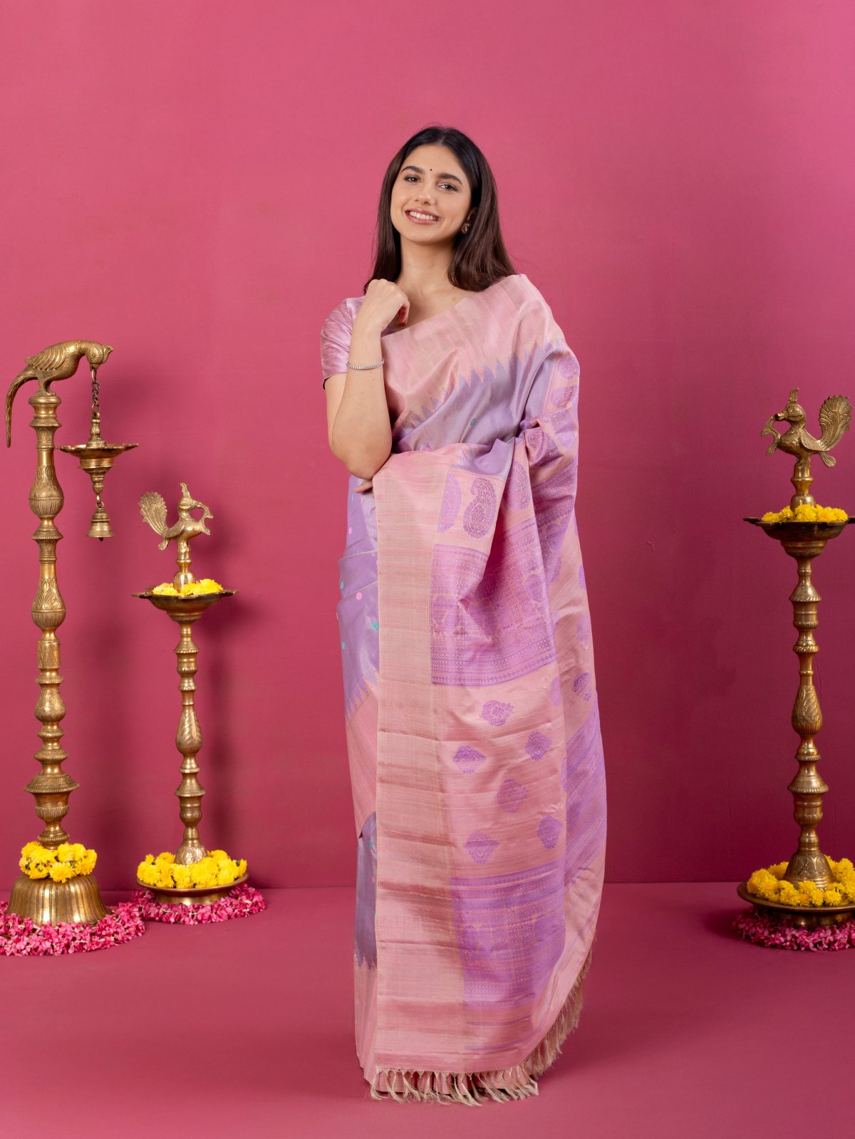 Lavender Gadwal Silk Saree 