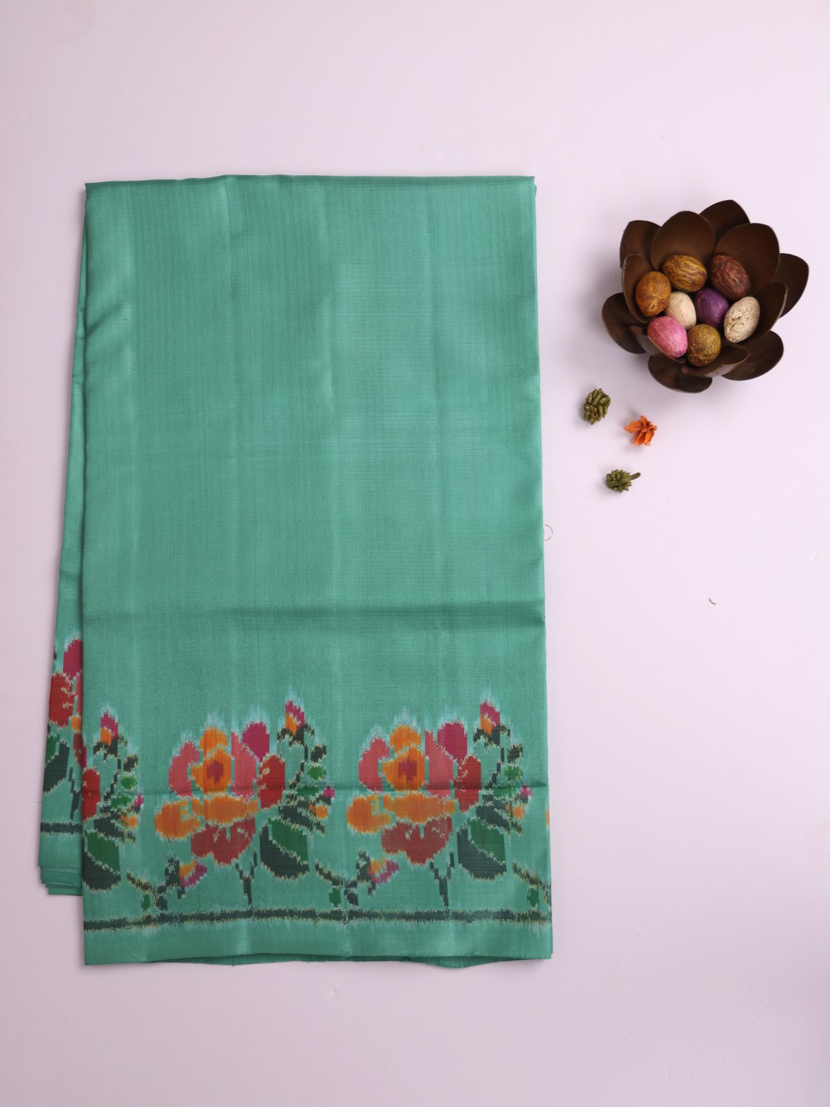 Light Bluish Green Patola Silk Saree