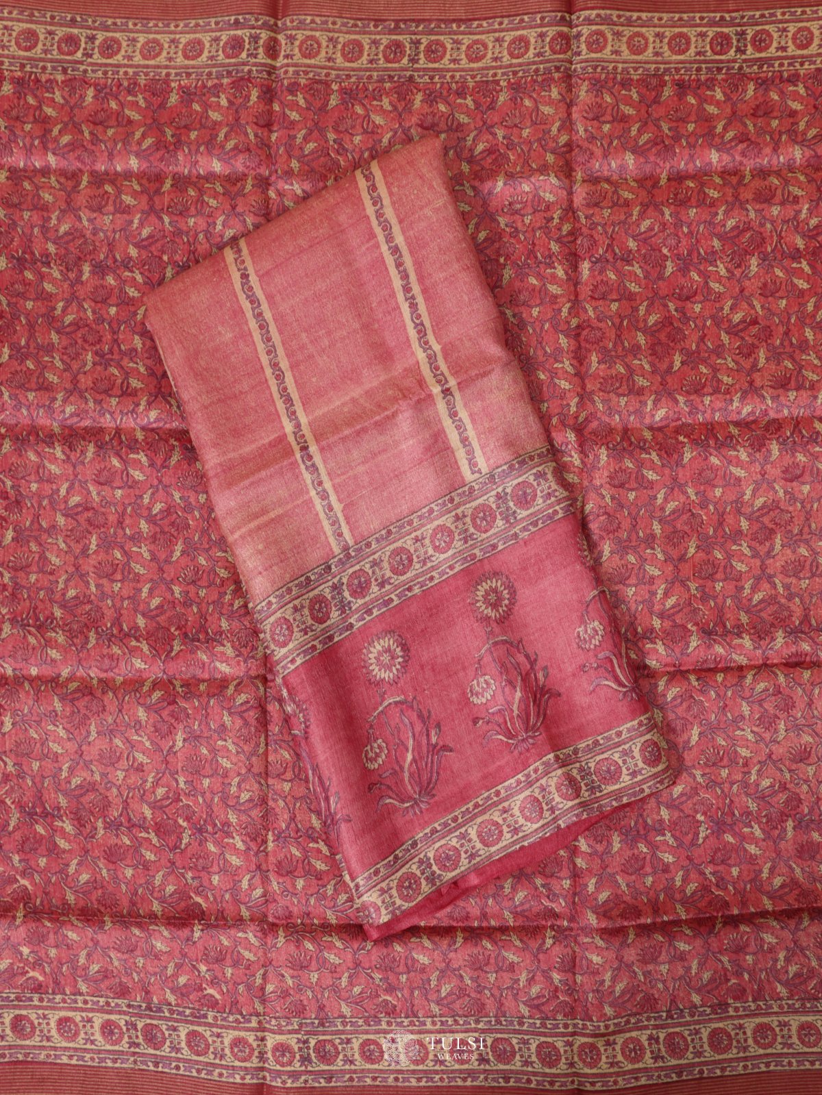 Dark Pink Tussar Salwar Material