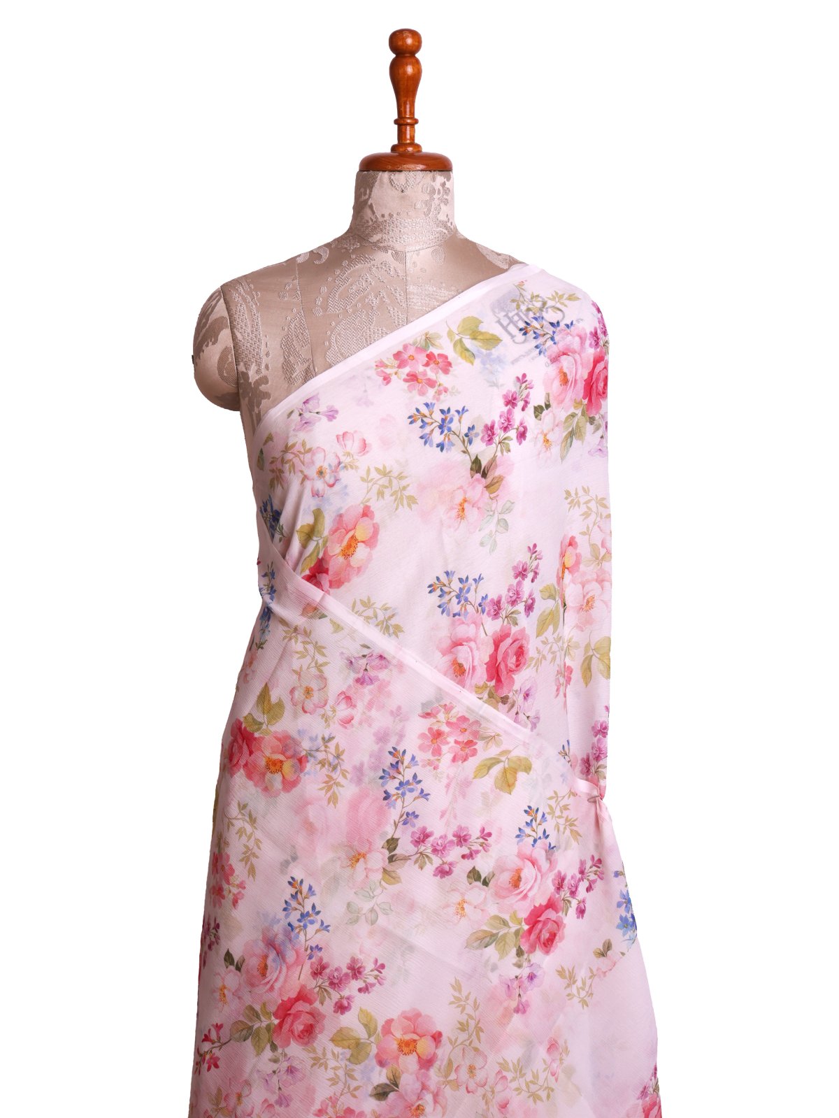 White Printed Chiffon Saree 