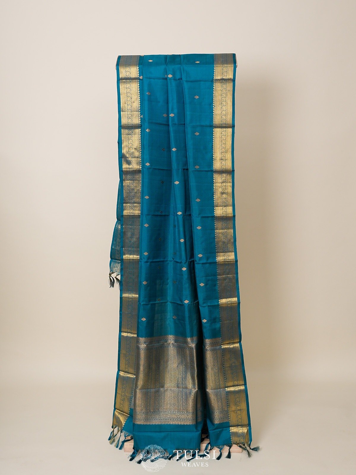 Teal Blue Kanjeevaram Silk Dupatta