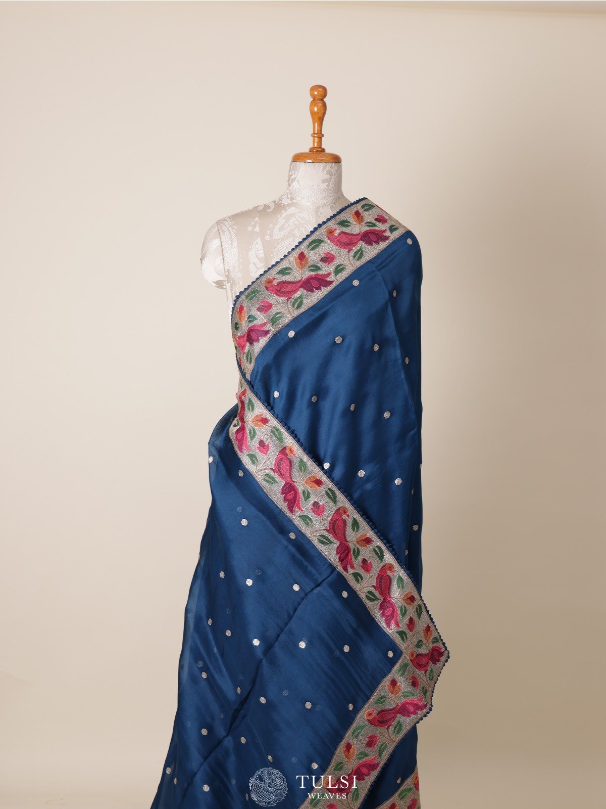 Dark Blue Organza Silk Saree 