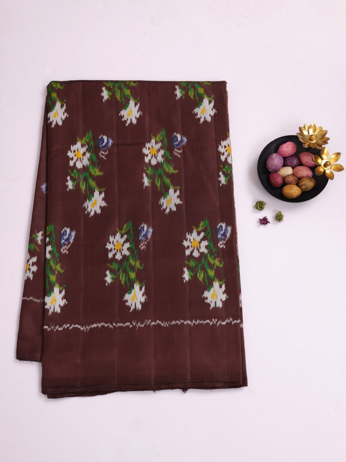 Chocolate Brown Patola Silk Saree 