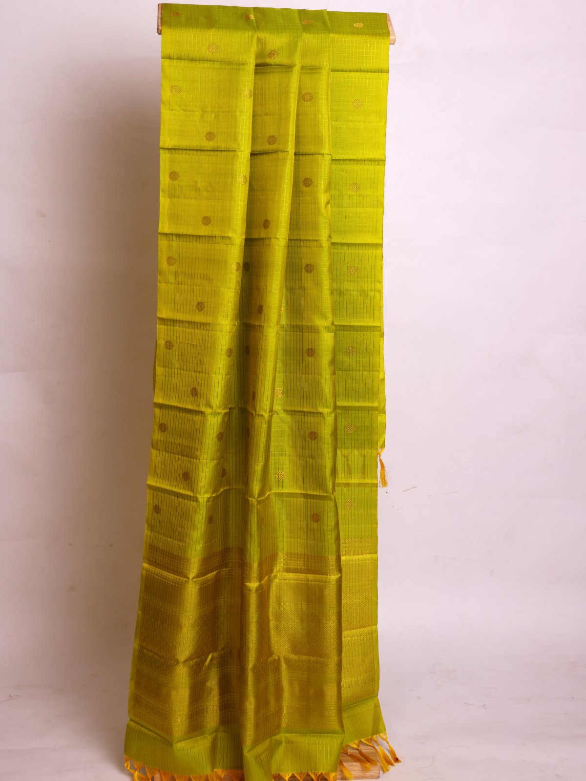 Yellowish Green Kanjeevaram Silk Dupatta