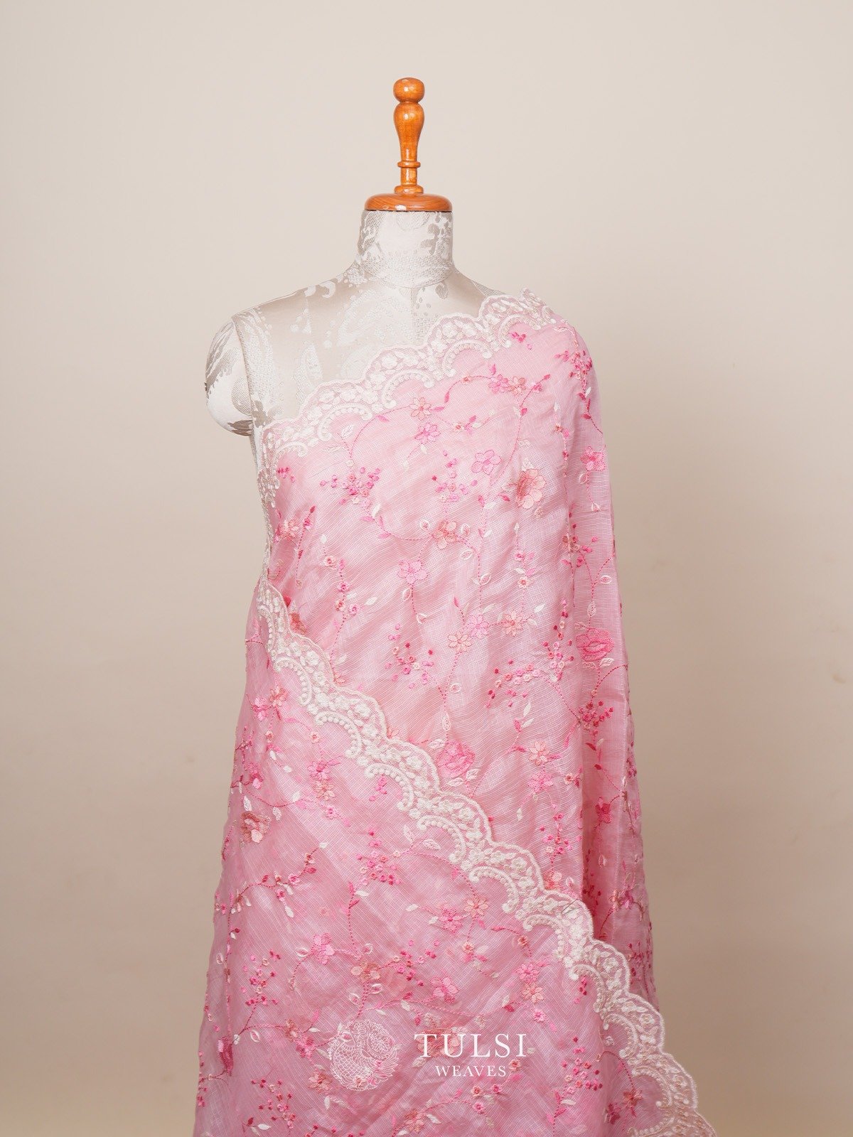 Pink Kota Embroidered Silk Saree