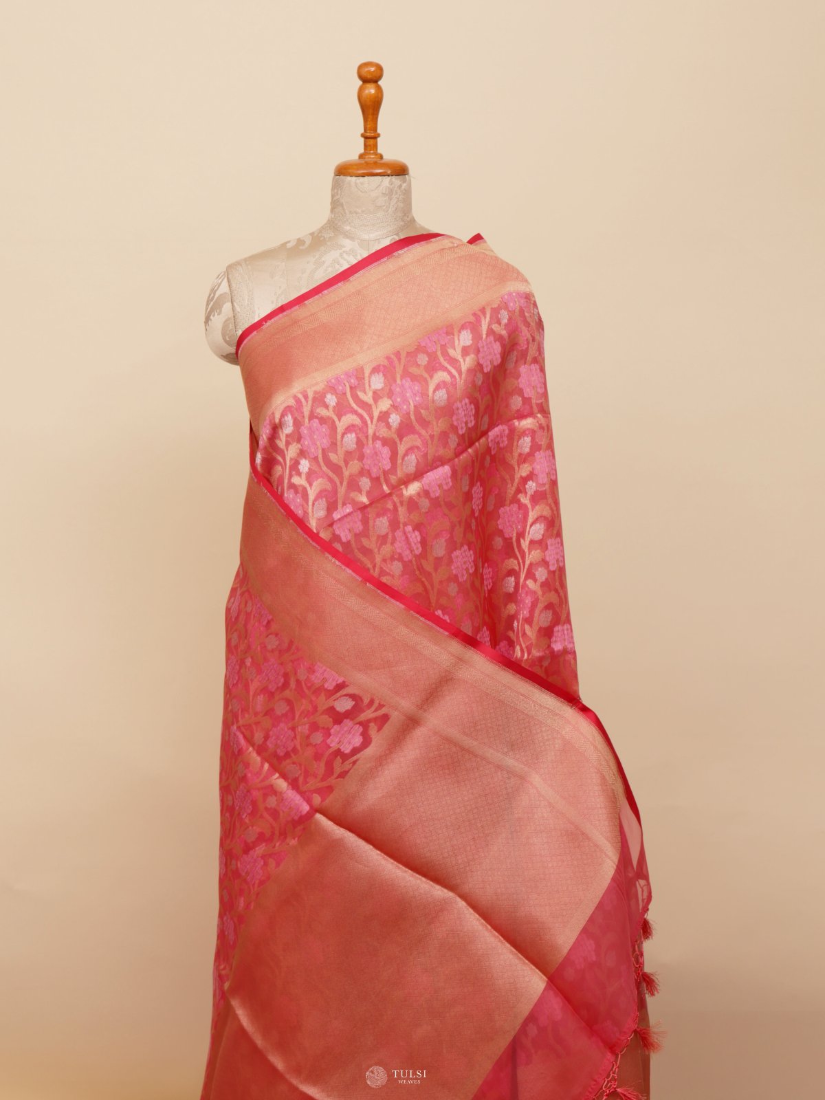 Light Pink Kora Silk Saree