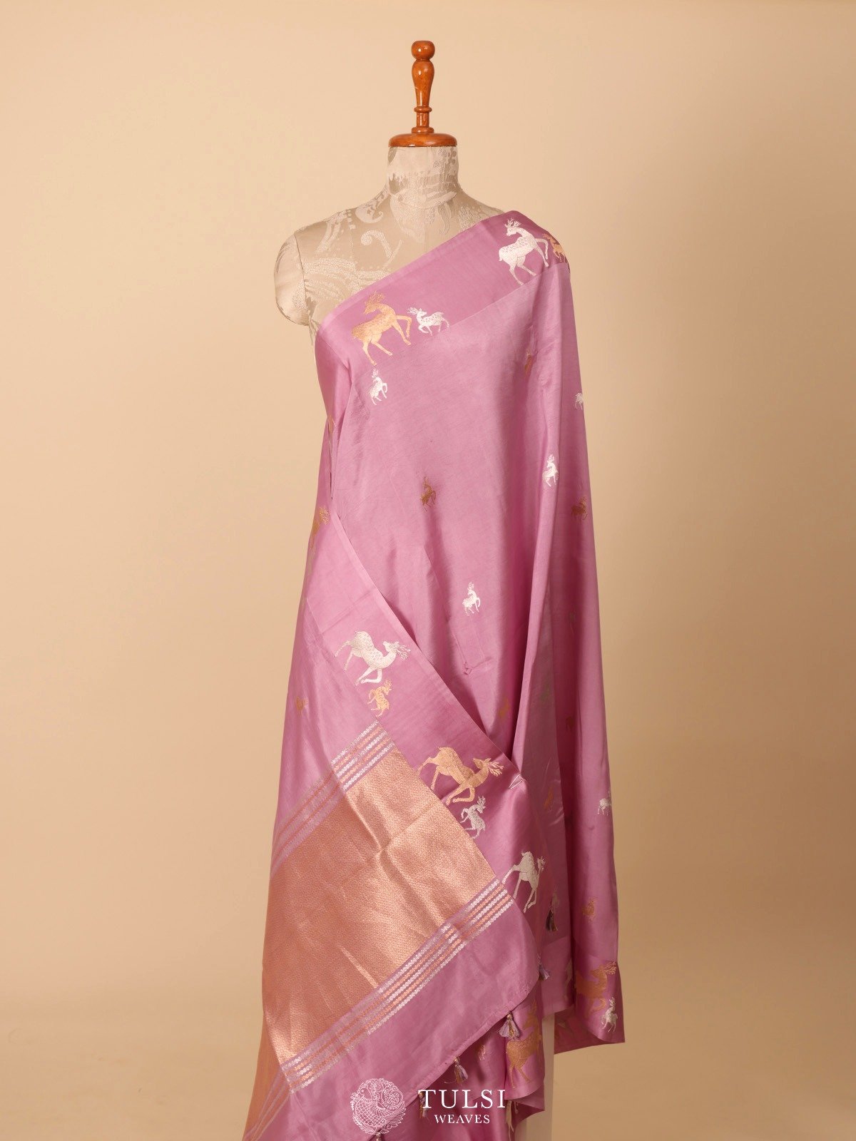 Dusty Pink Mahshru Silk Saree