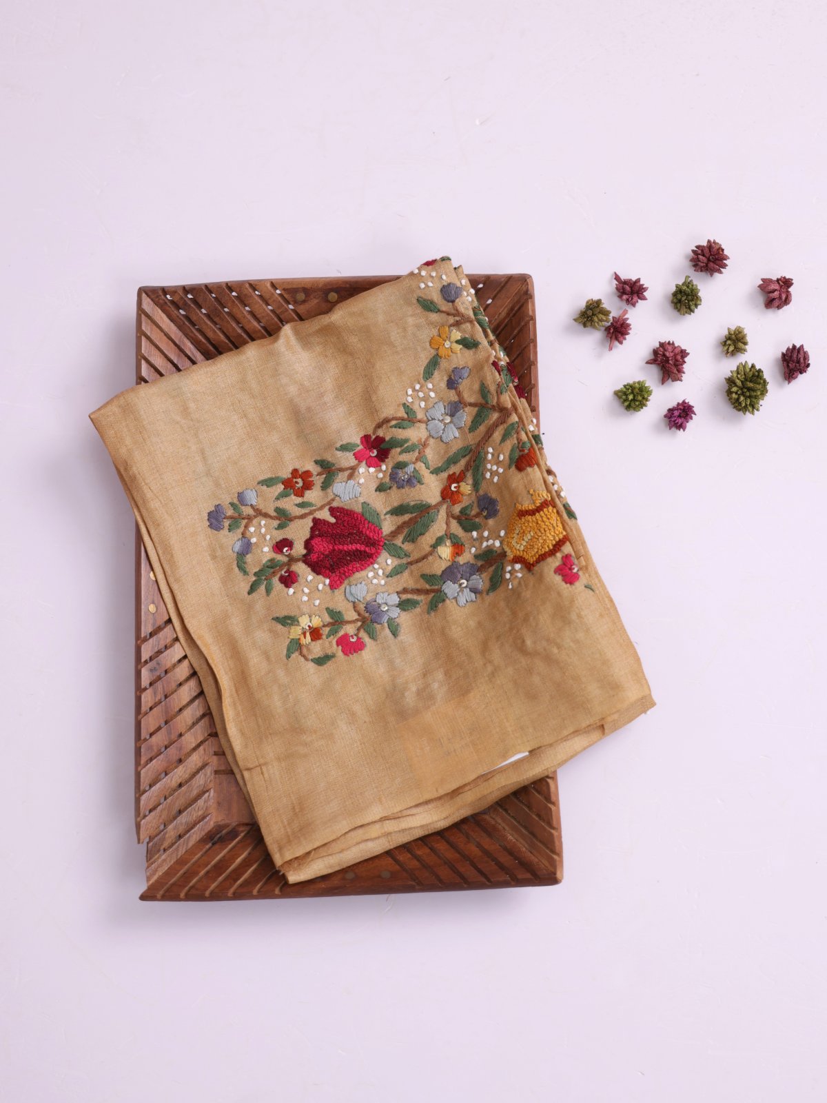 Sandal Embroidered Tussar Silk Blouse