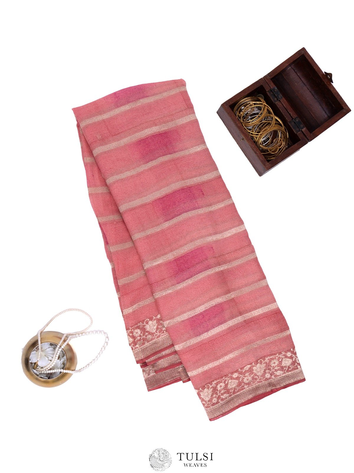 Pink Banaras Georgette Silk Saree