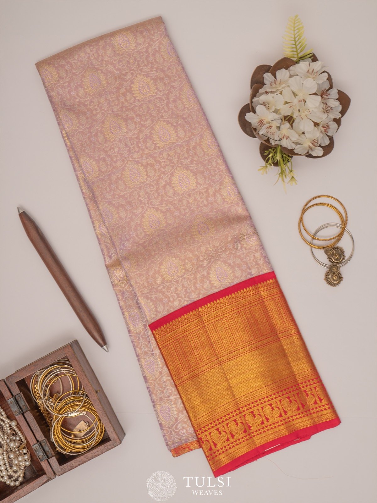 Lilac Kanchipuram Tissue Silk Pavadai