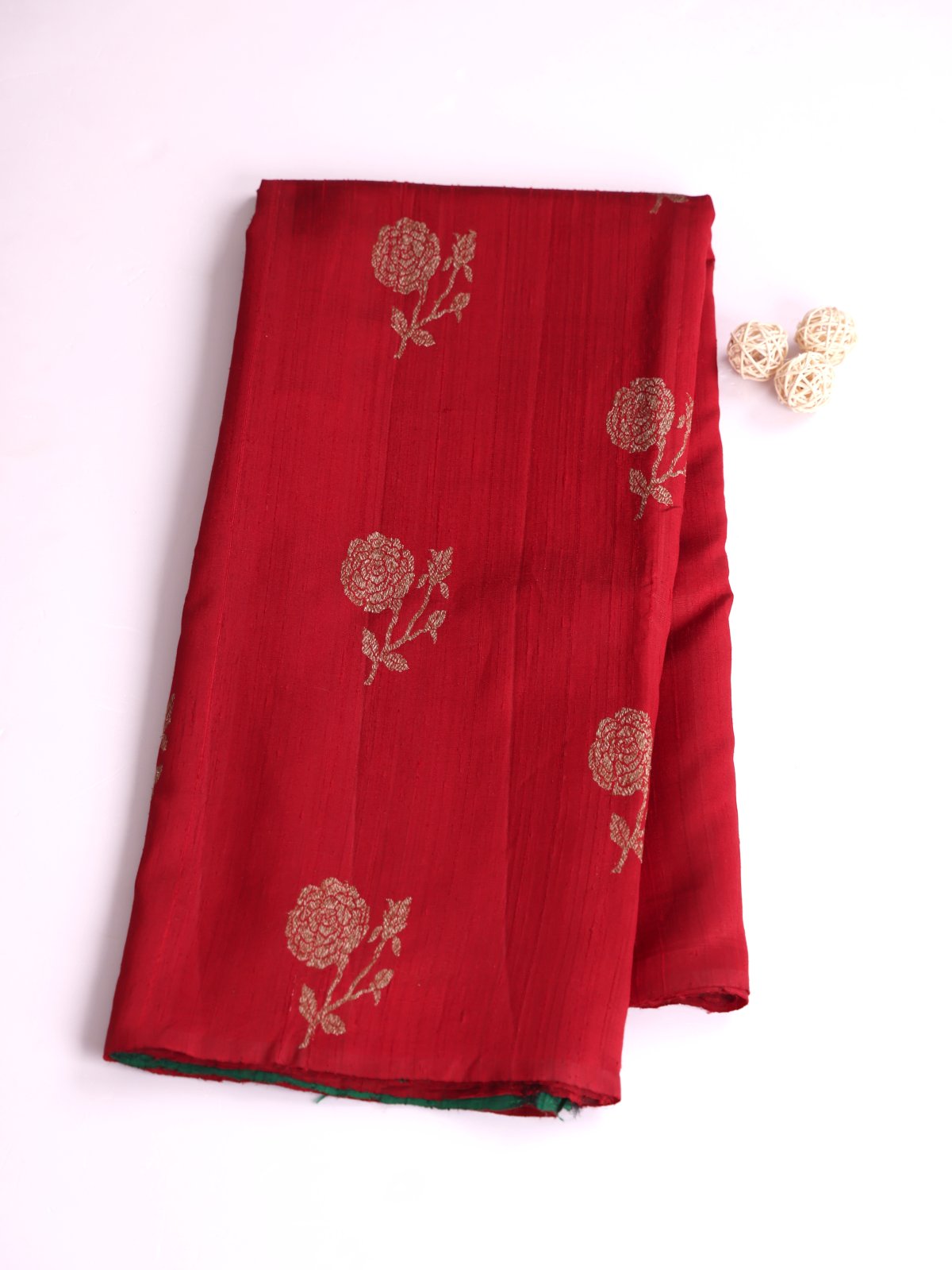 Dark Red Banaras Tussar Silk Saree