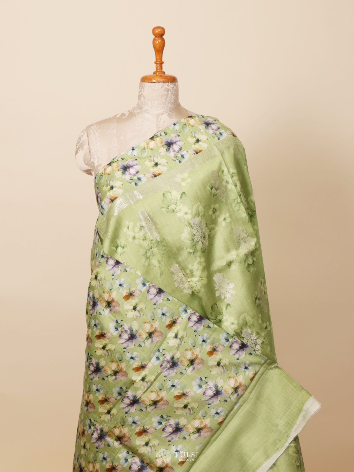 Light Green Chaniya Silk Saree