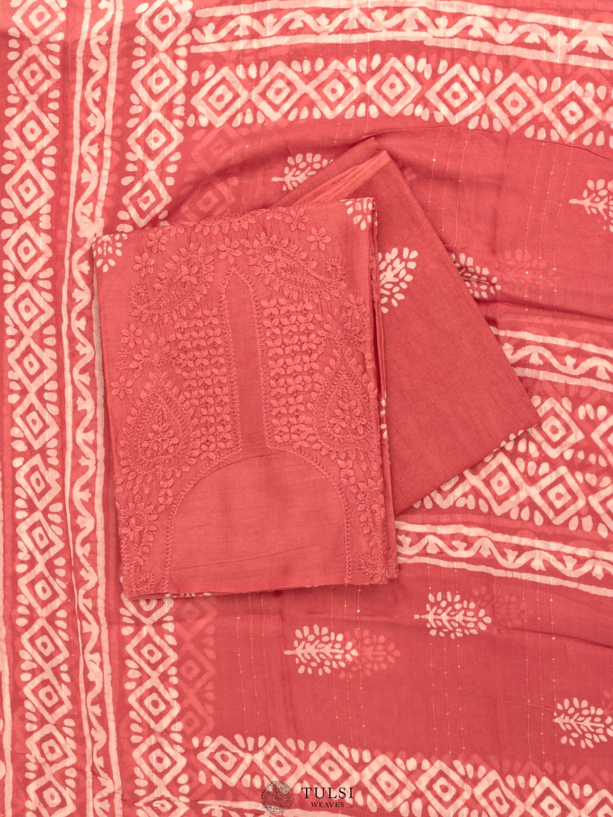 Peach Pink Cotton Salwar Material