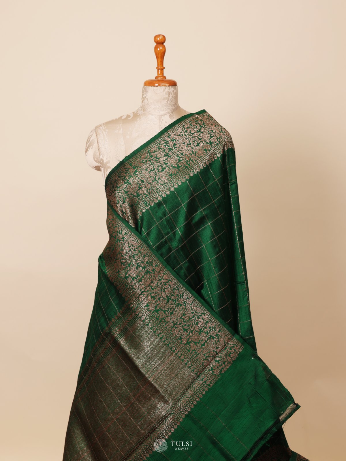 Green Banaras Tussar Silk Saree