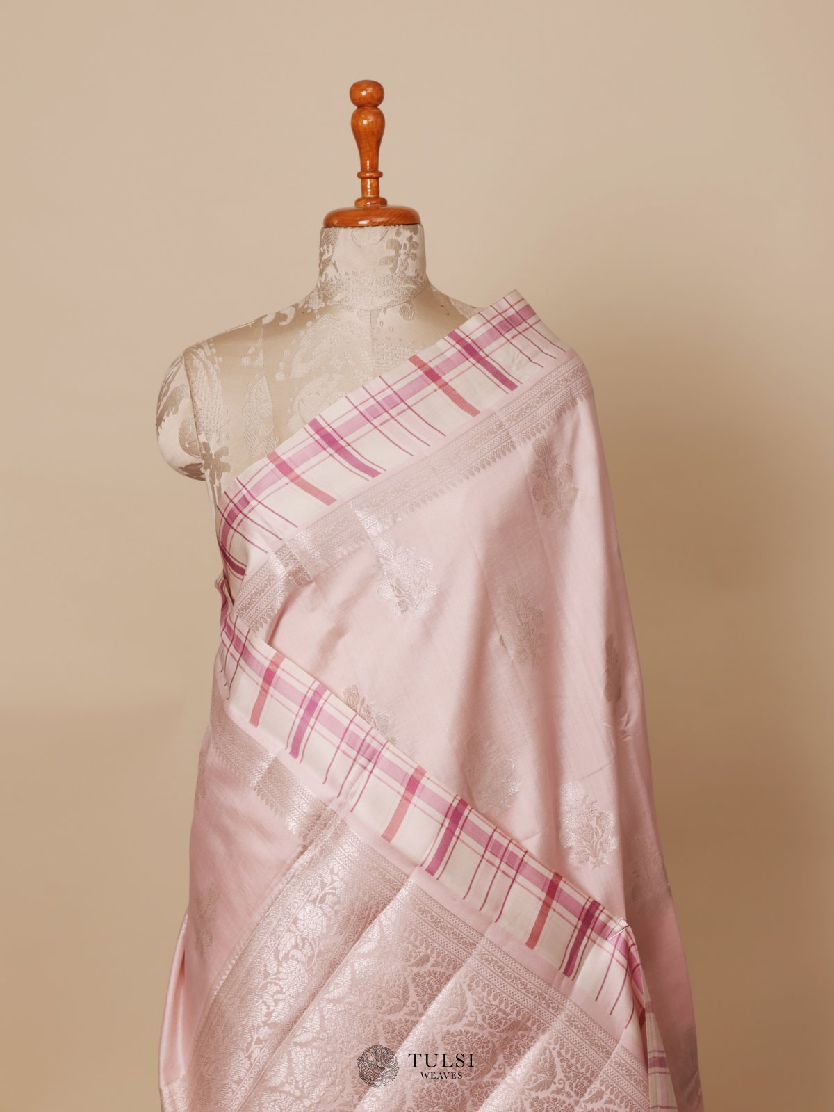 Light Pink Chaniya Silk Saree With Satin Border