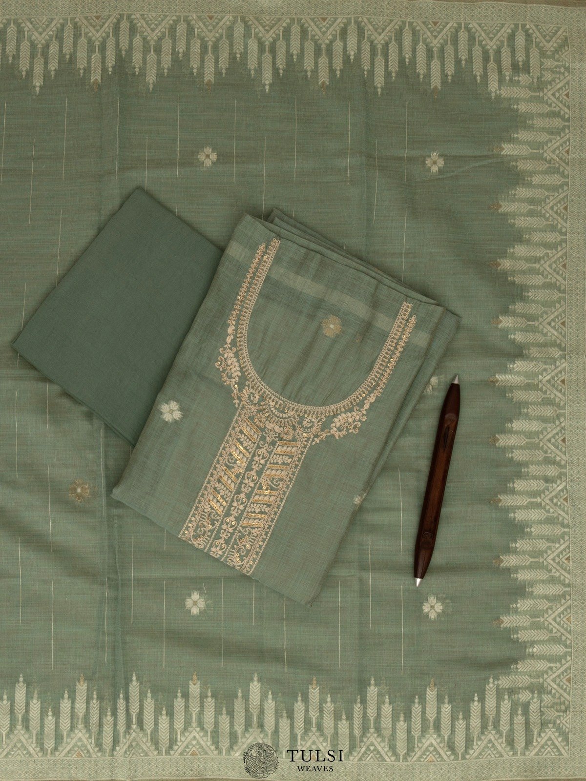 Dusty Green Cotton Salwar Material