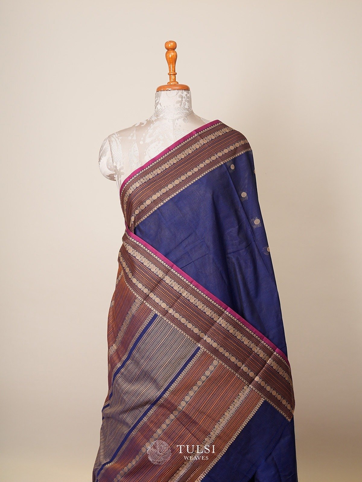 Navy Blue Kanchi Cotton Saree