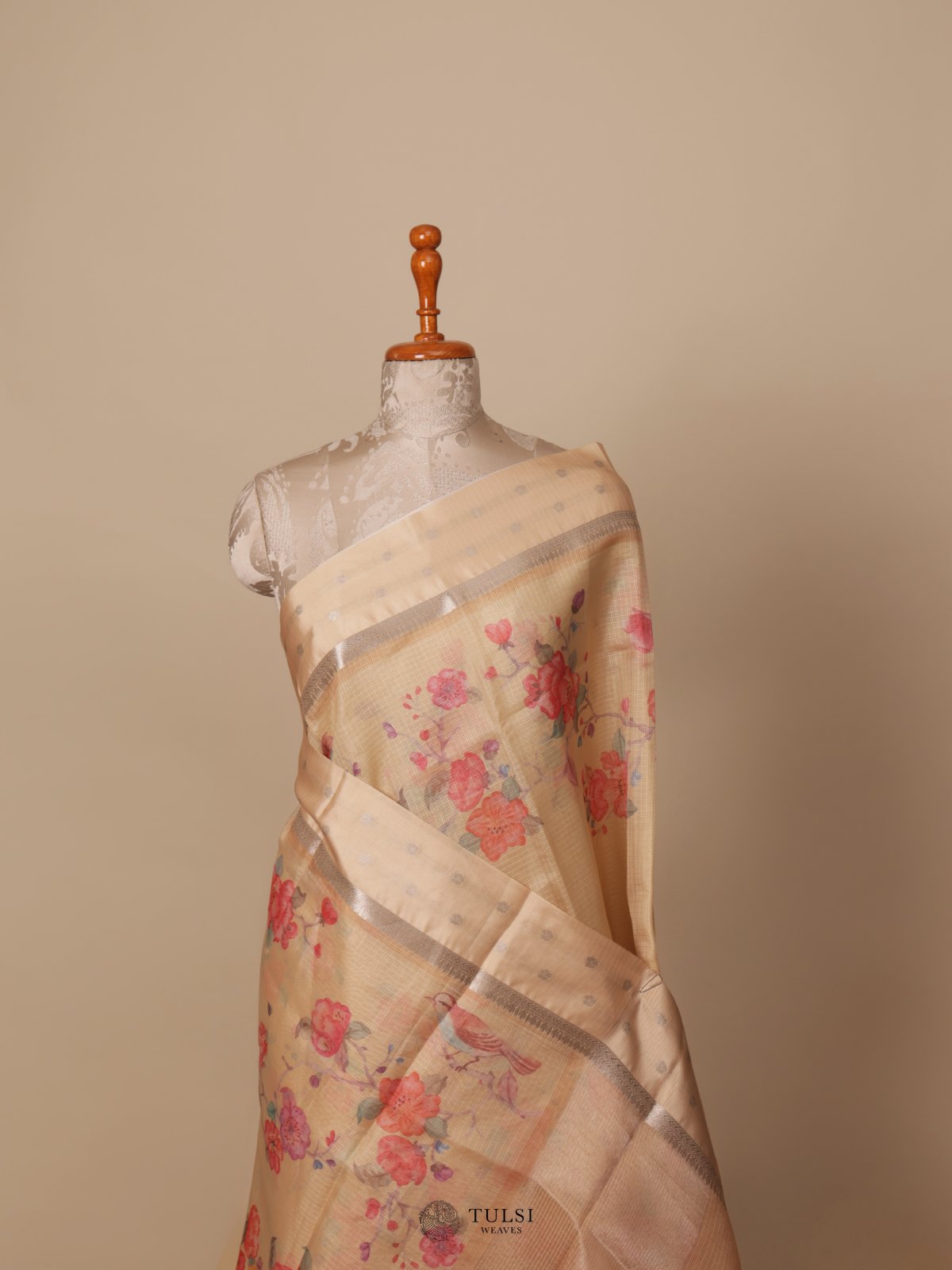Beige Yellow Semi Kota Saree