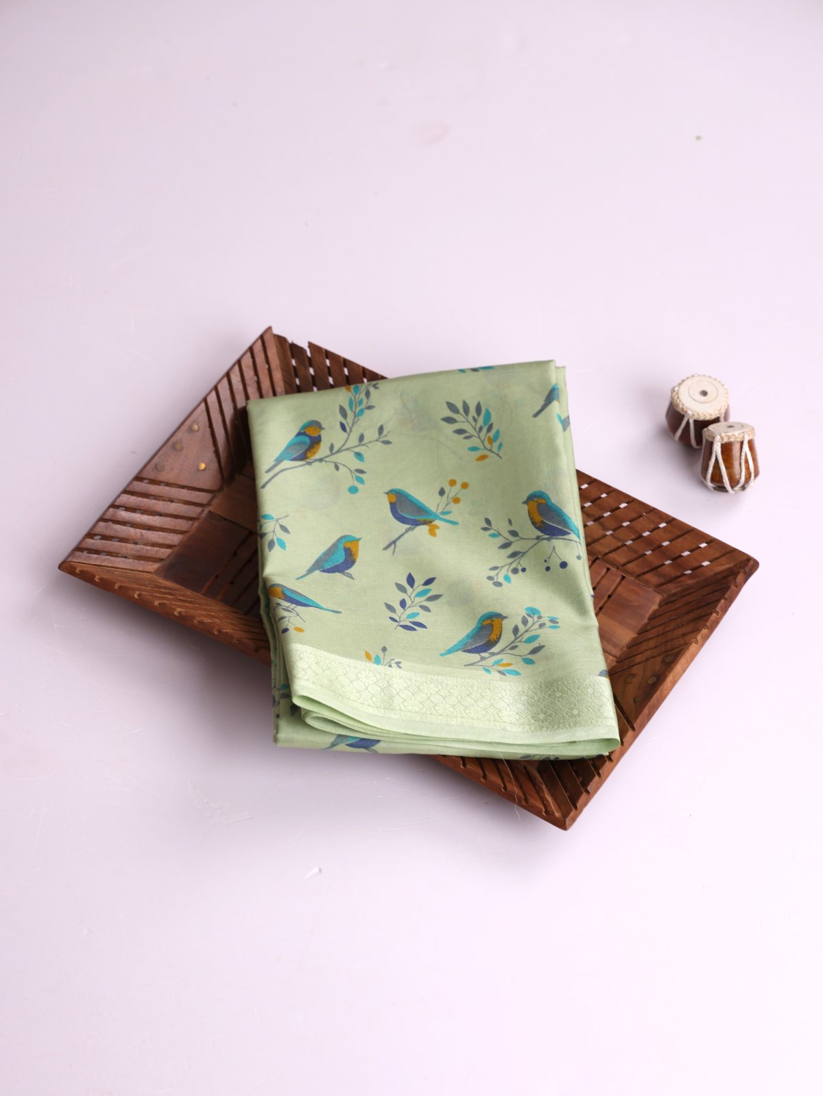 Pastel Green Printed Silk Saree