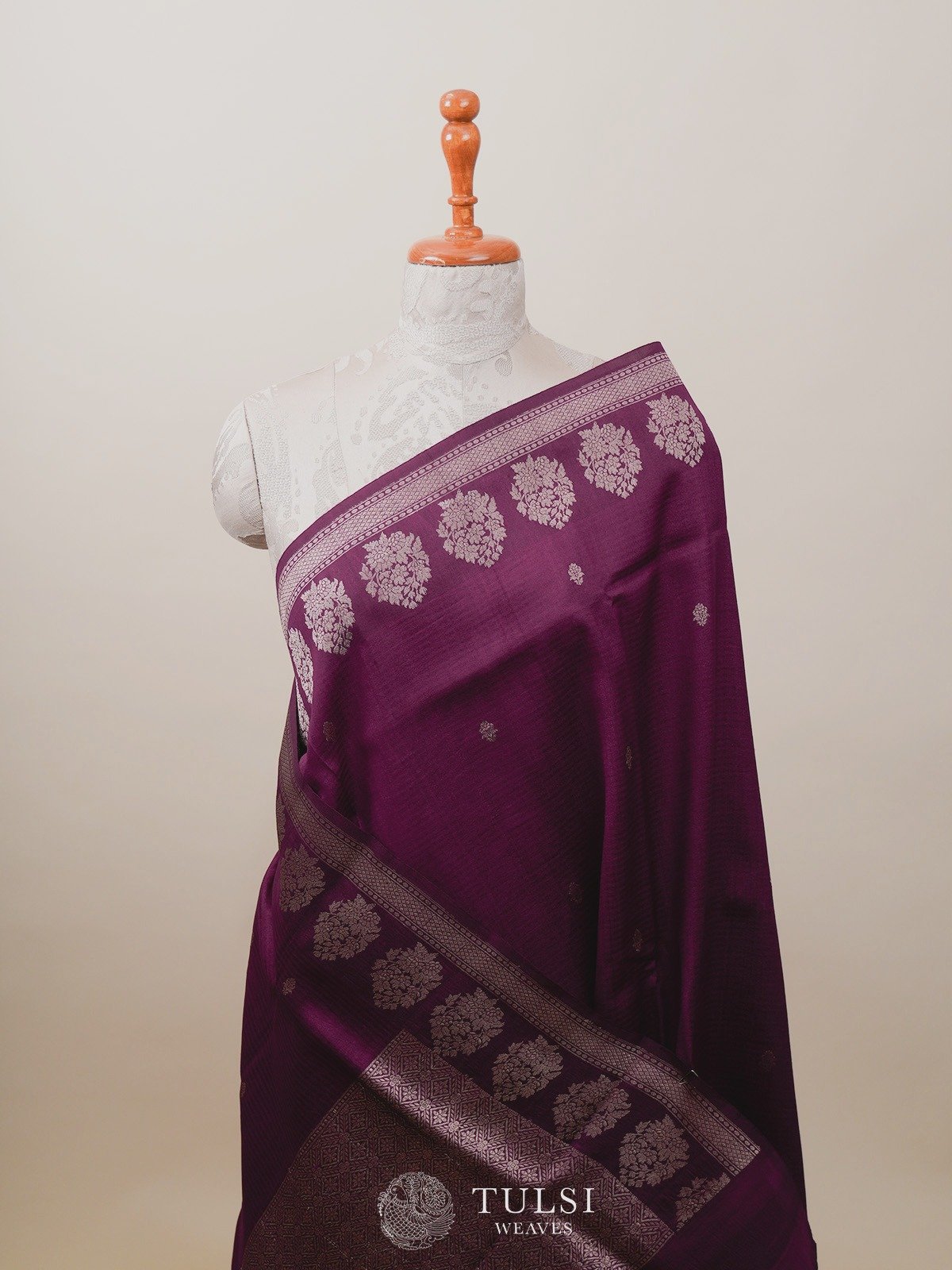 Purple Tussar Banaras Silk Saree