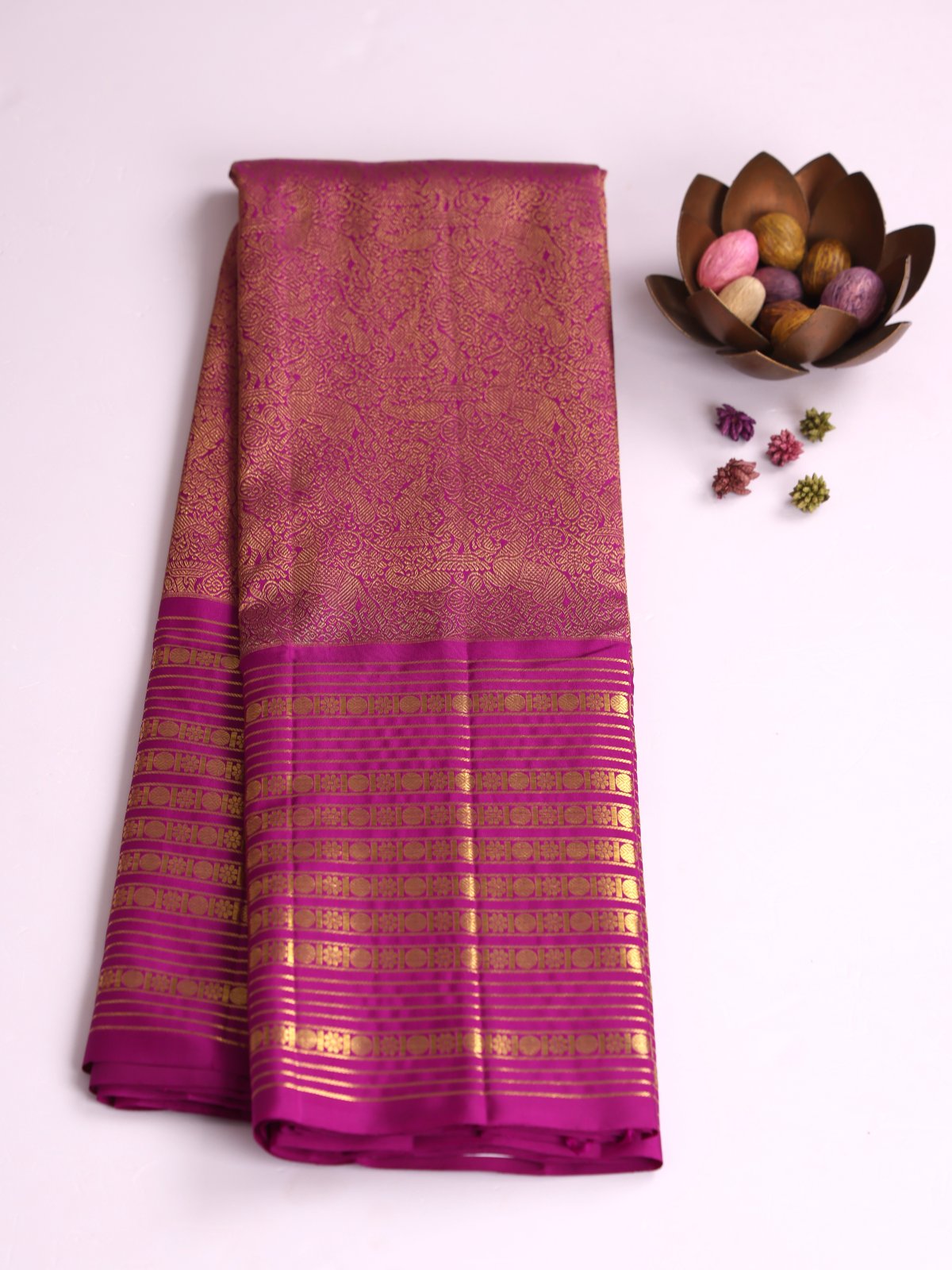 Magenta Zari Brocade Kanjeevaram Silk Saree