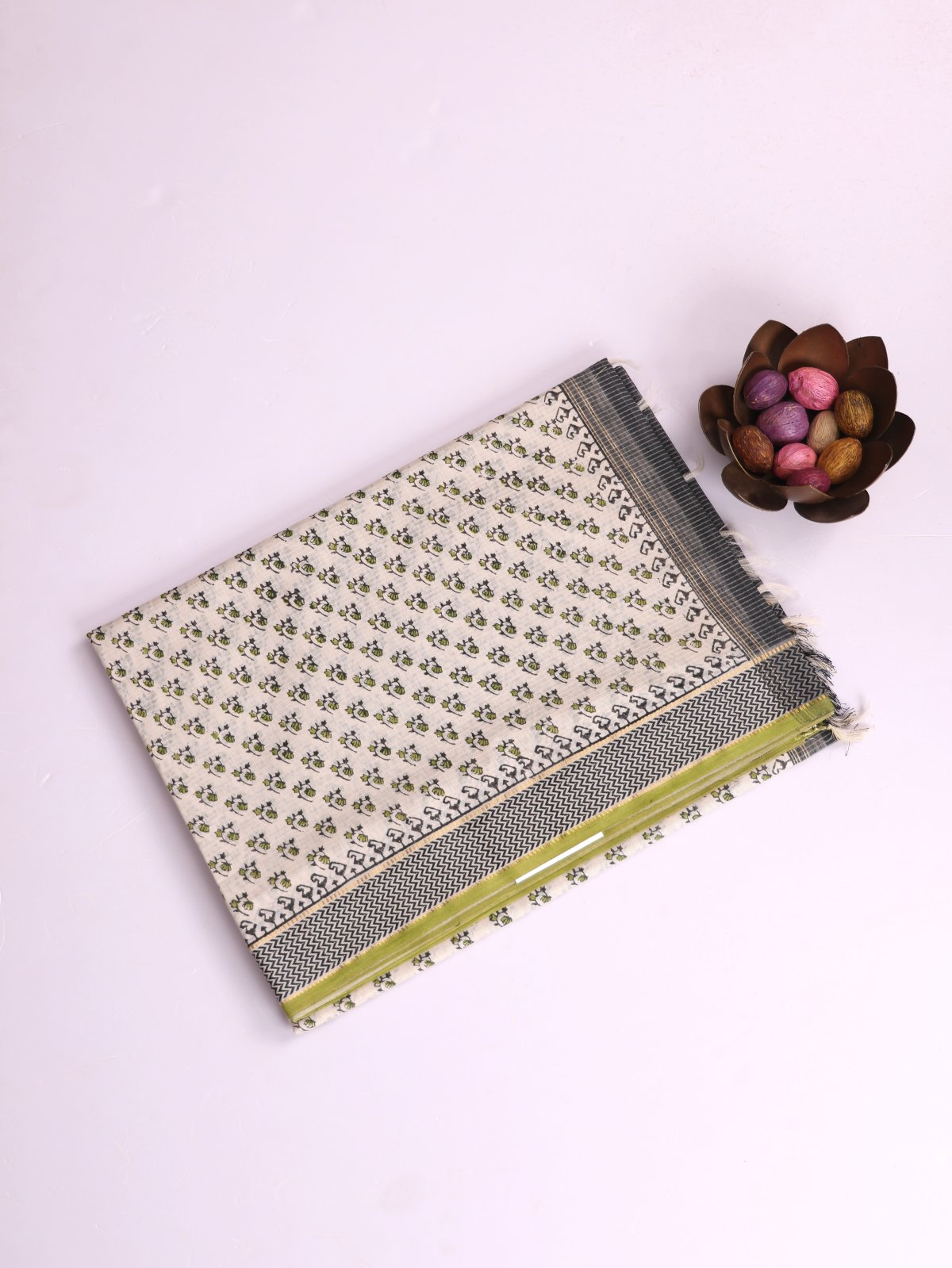 Off- White Maheshwari Cotton Saree