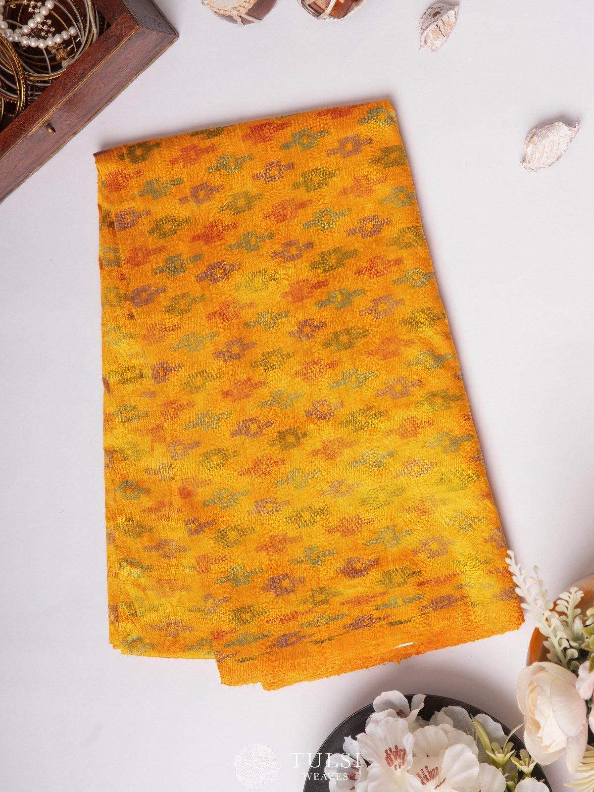 Mustard Ikat Blouse Material