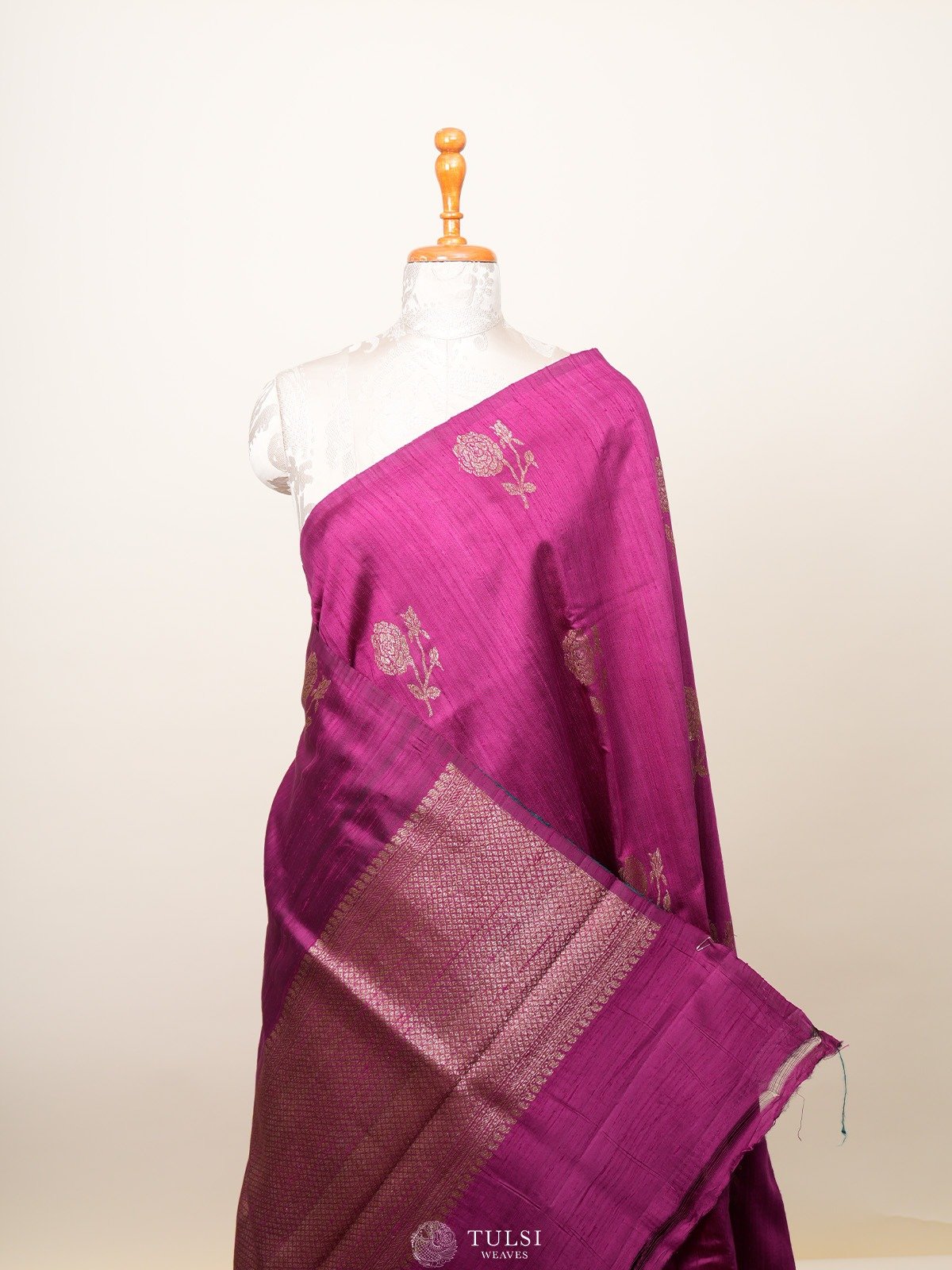 Pink Banaras Tussar Silk Saree