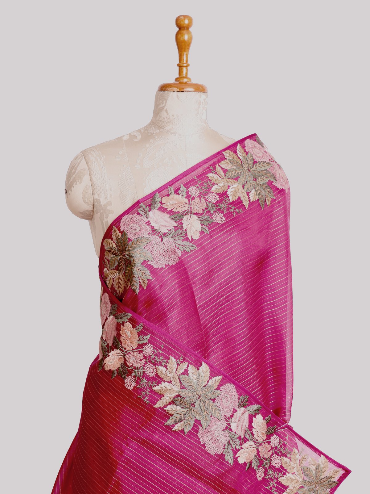 Dark Megenta Organza Embroidery Saree