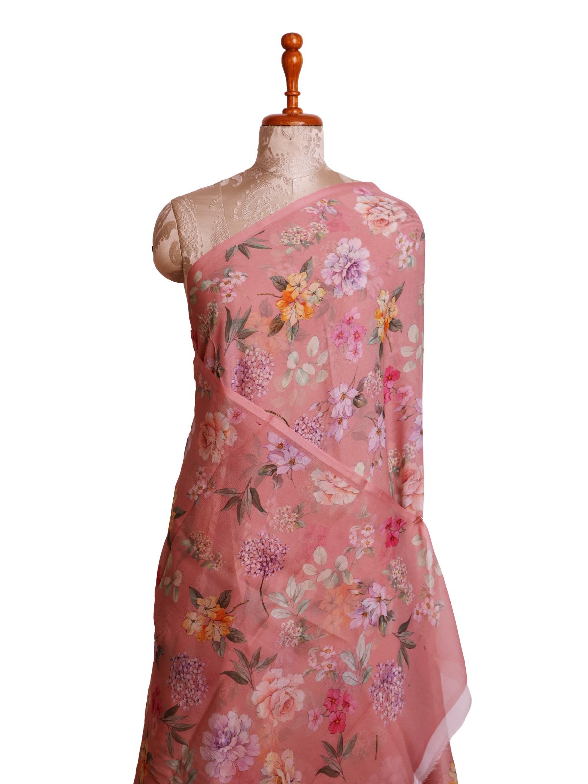 Peach Printed Chiffon Saree