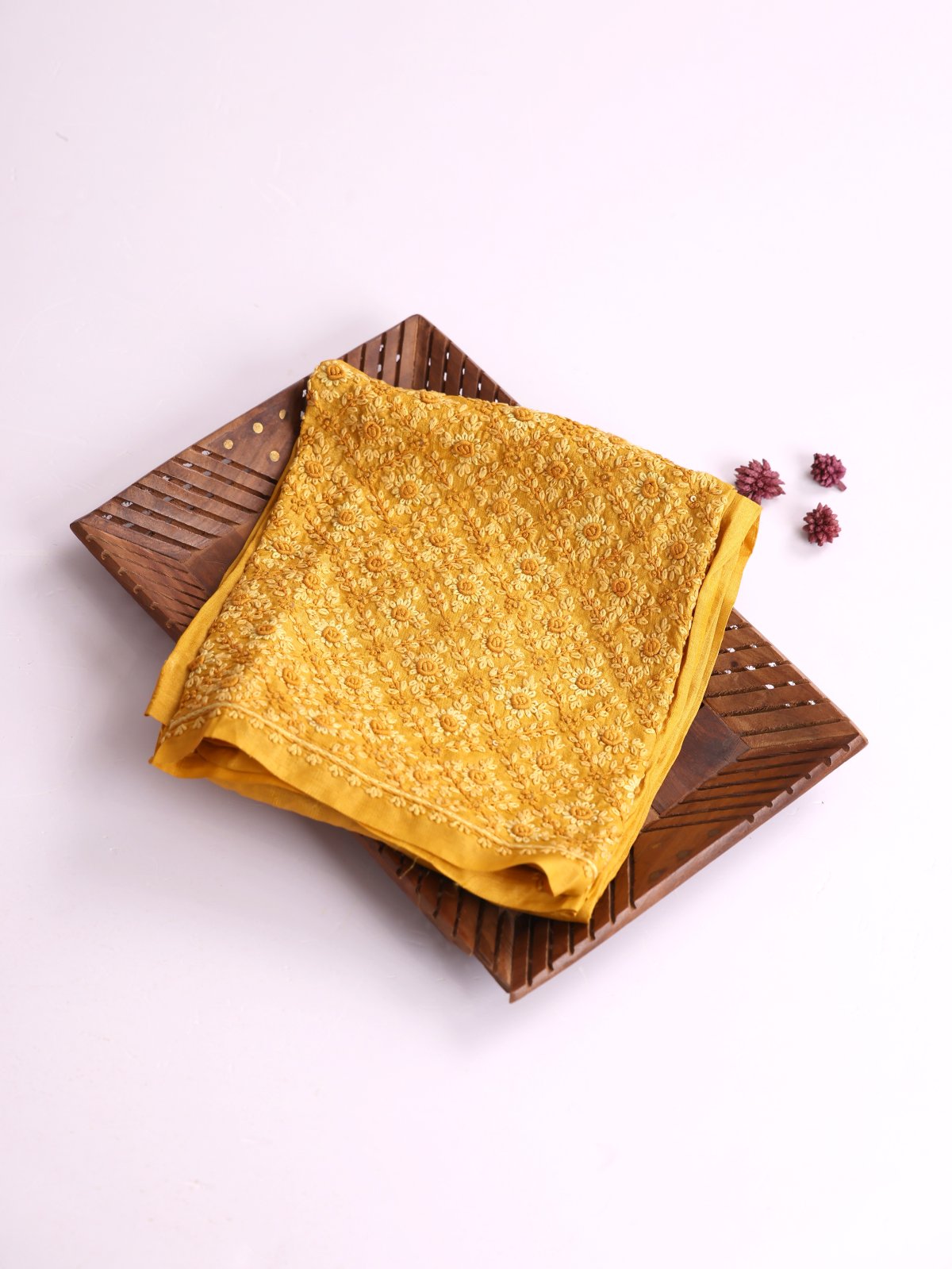 Mustard Yellow Embroidered Tussar Silk Blouse