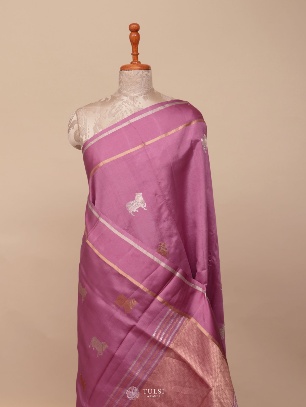 Mauve Pink Mashru Silk Saree